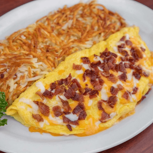 Bacon & cheese omelette