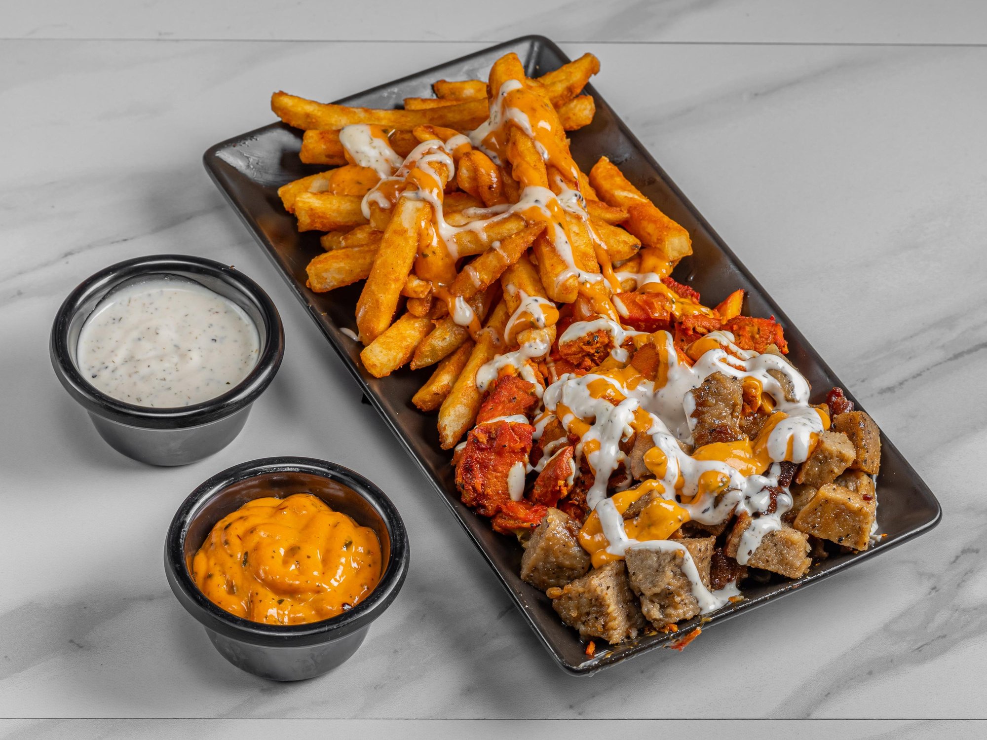 Mix over fries