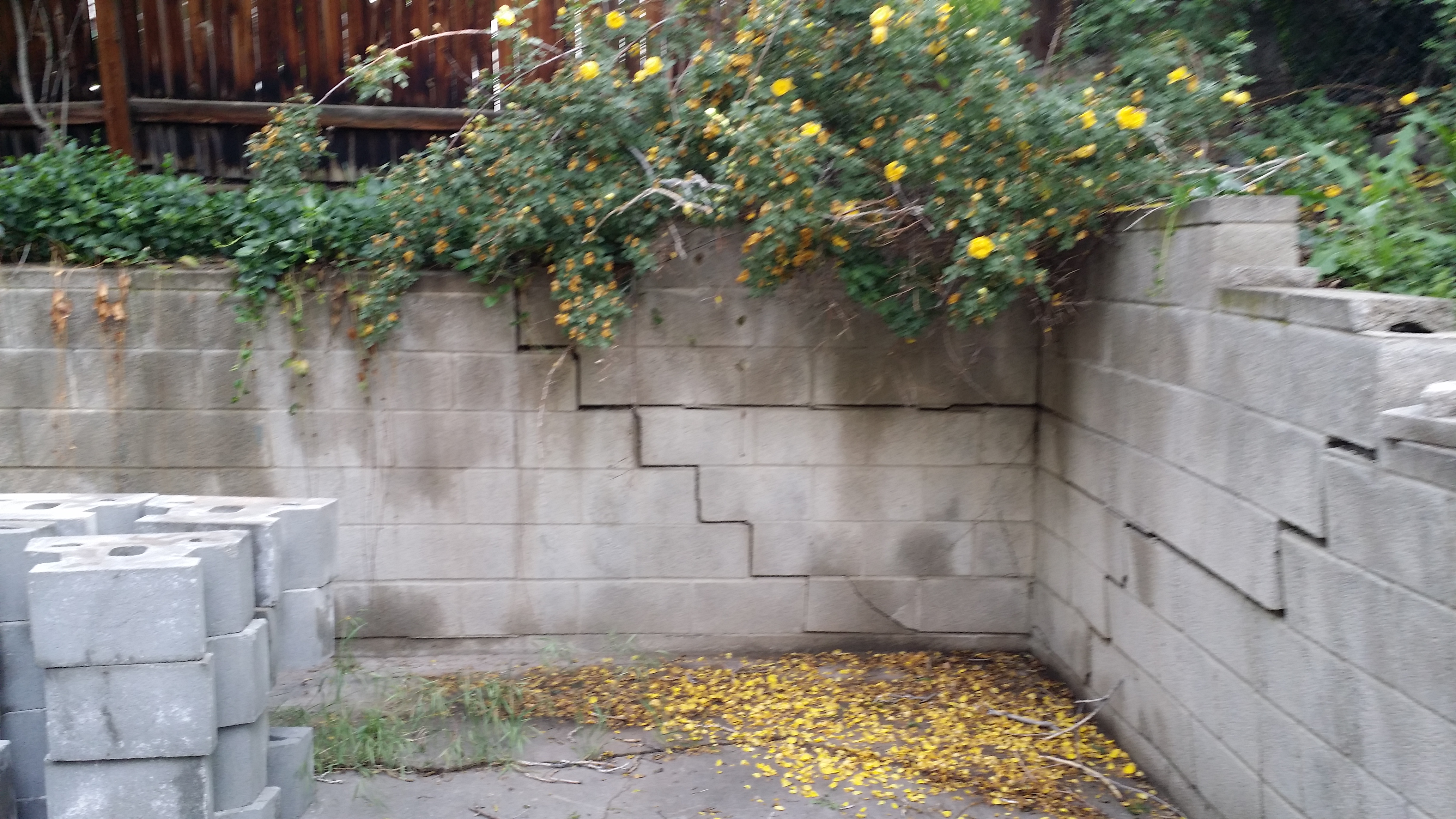 Old Cracked Retaining Block Wall