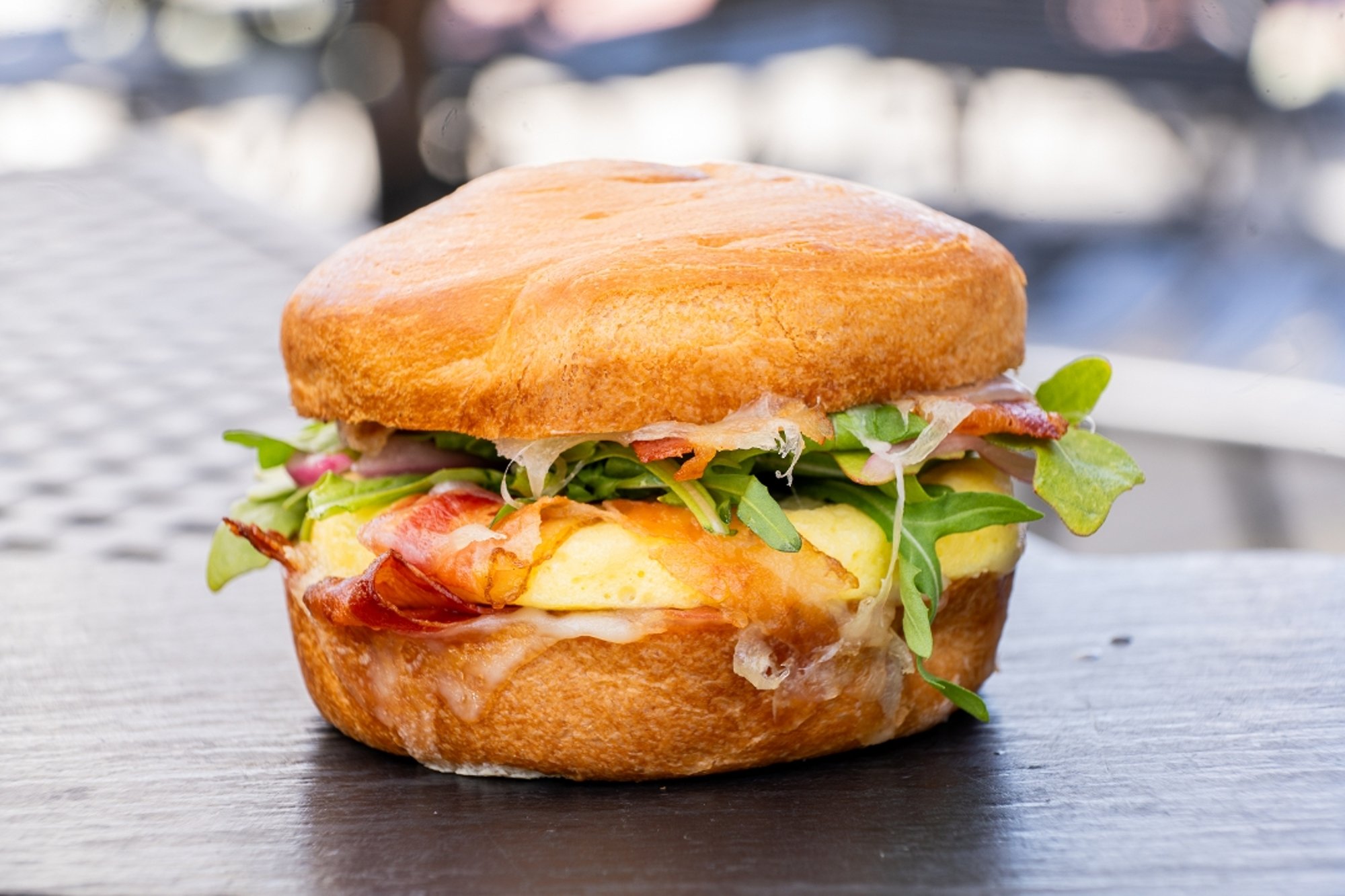 Bacon & 3 Cheese Frittata - Croissant Sandwich