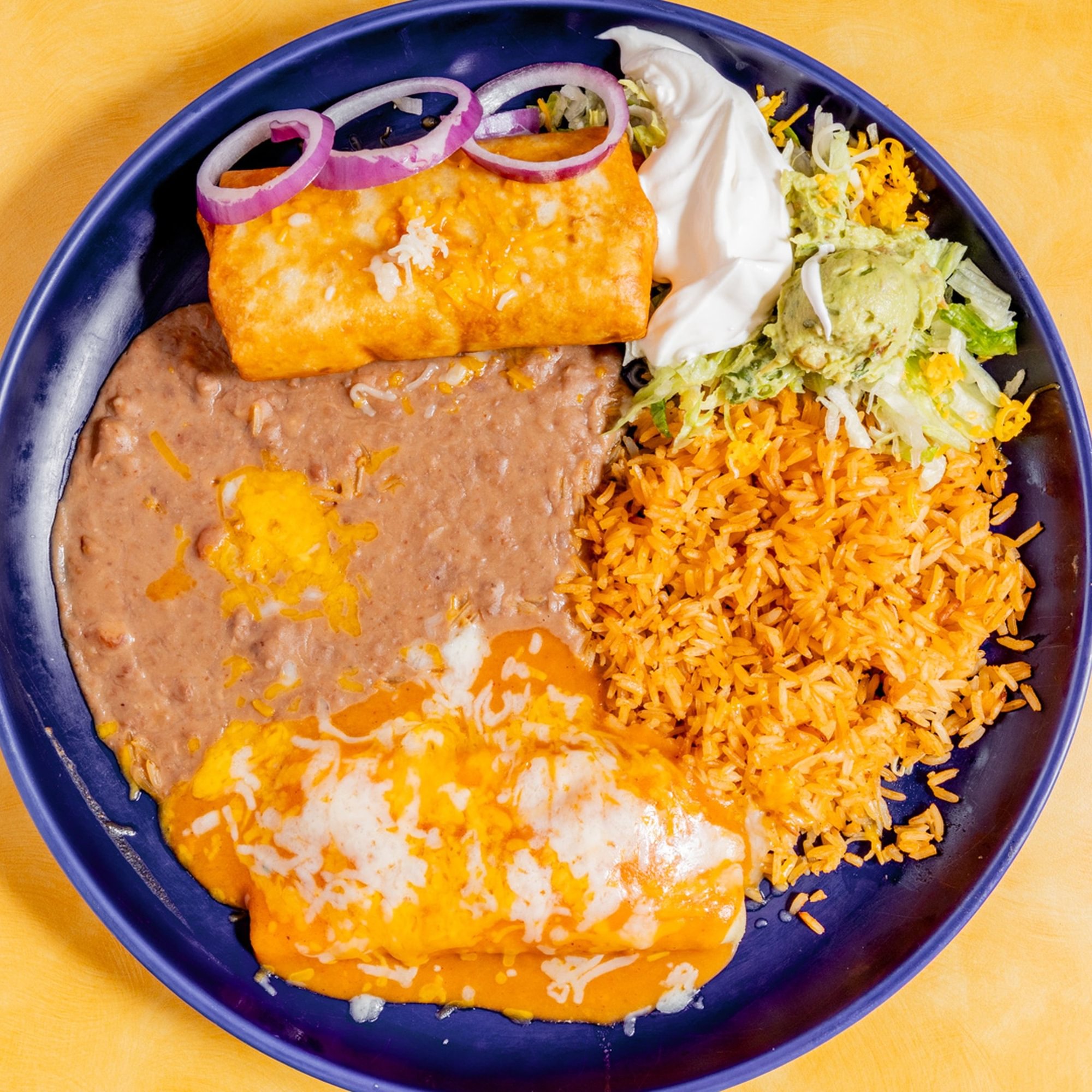 Chimichanga and Enchilada Combo