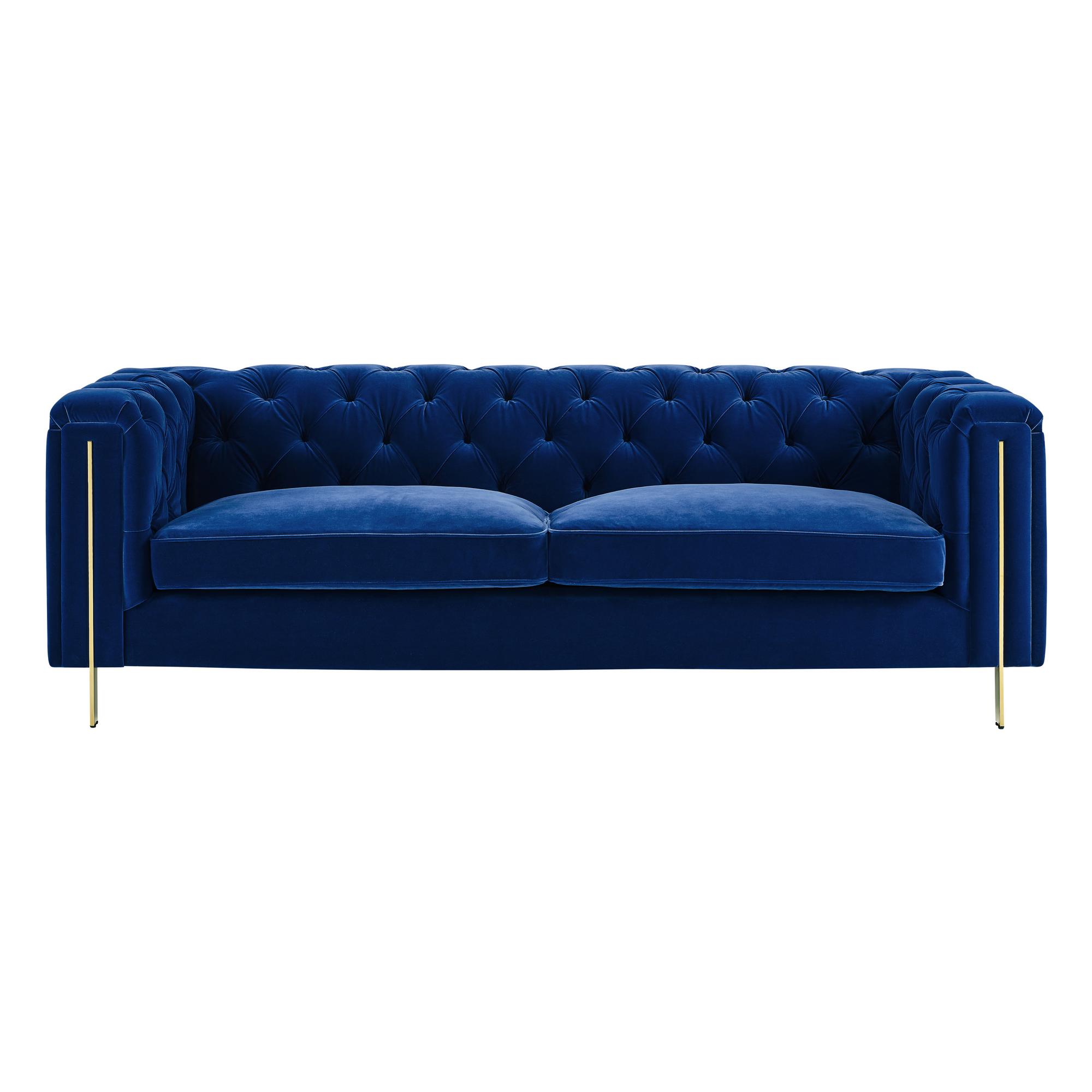 Charlene Blue Velvet Tufted Sofa