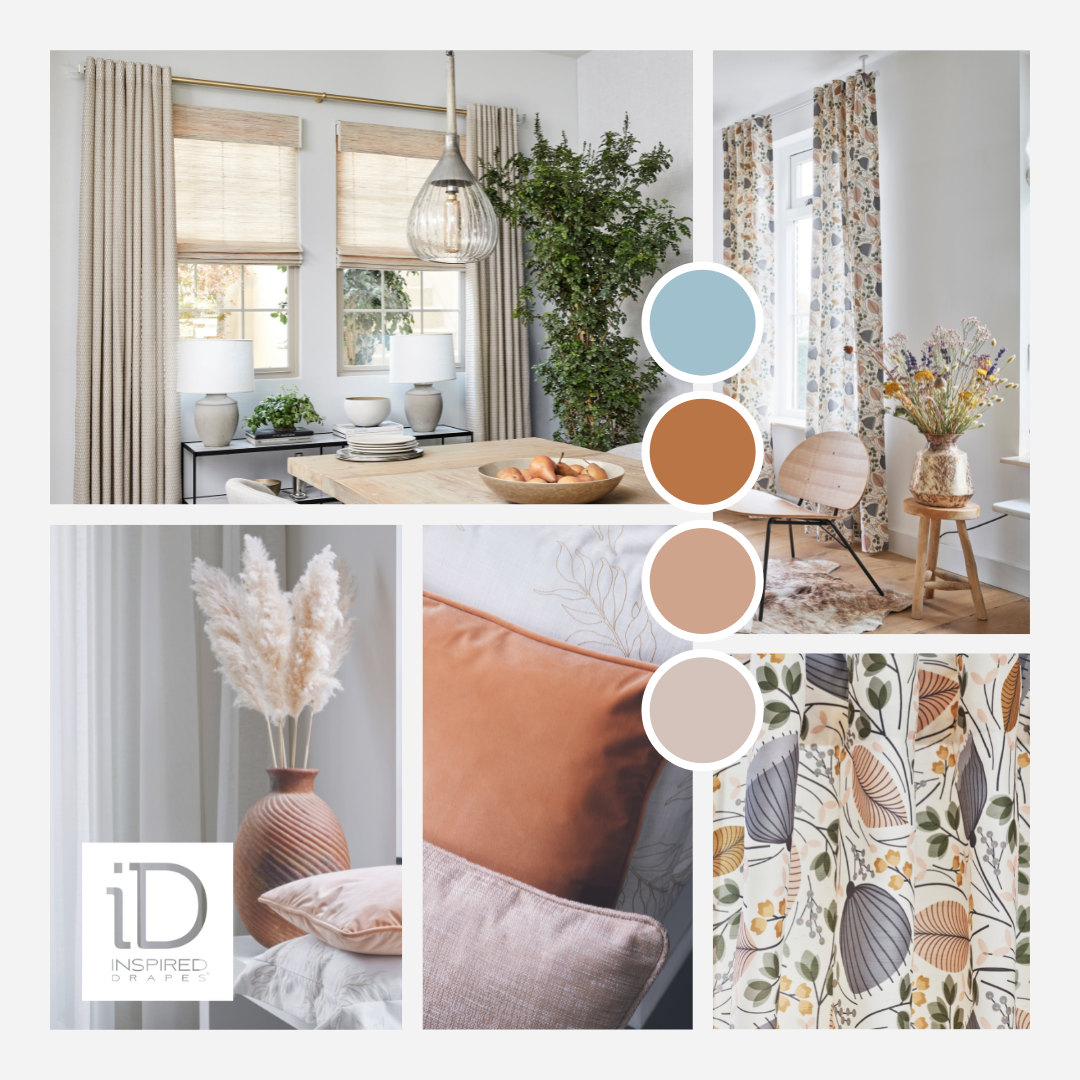 Beautiful color scheme from Inspired Drapes! Did you know Budget Blinds of Newport can help you with all your custom drapery needs? We can! We *hear* drapes :)