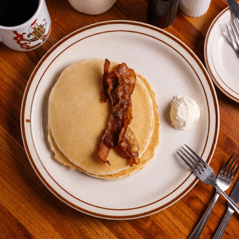 Three Sweet Cream Pancakes with Meat