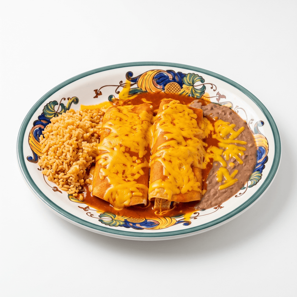 Two Enchiladas, Rice & Beans