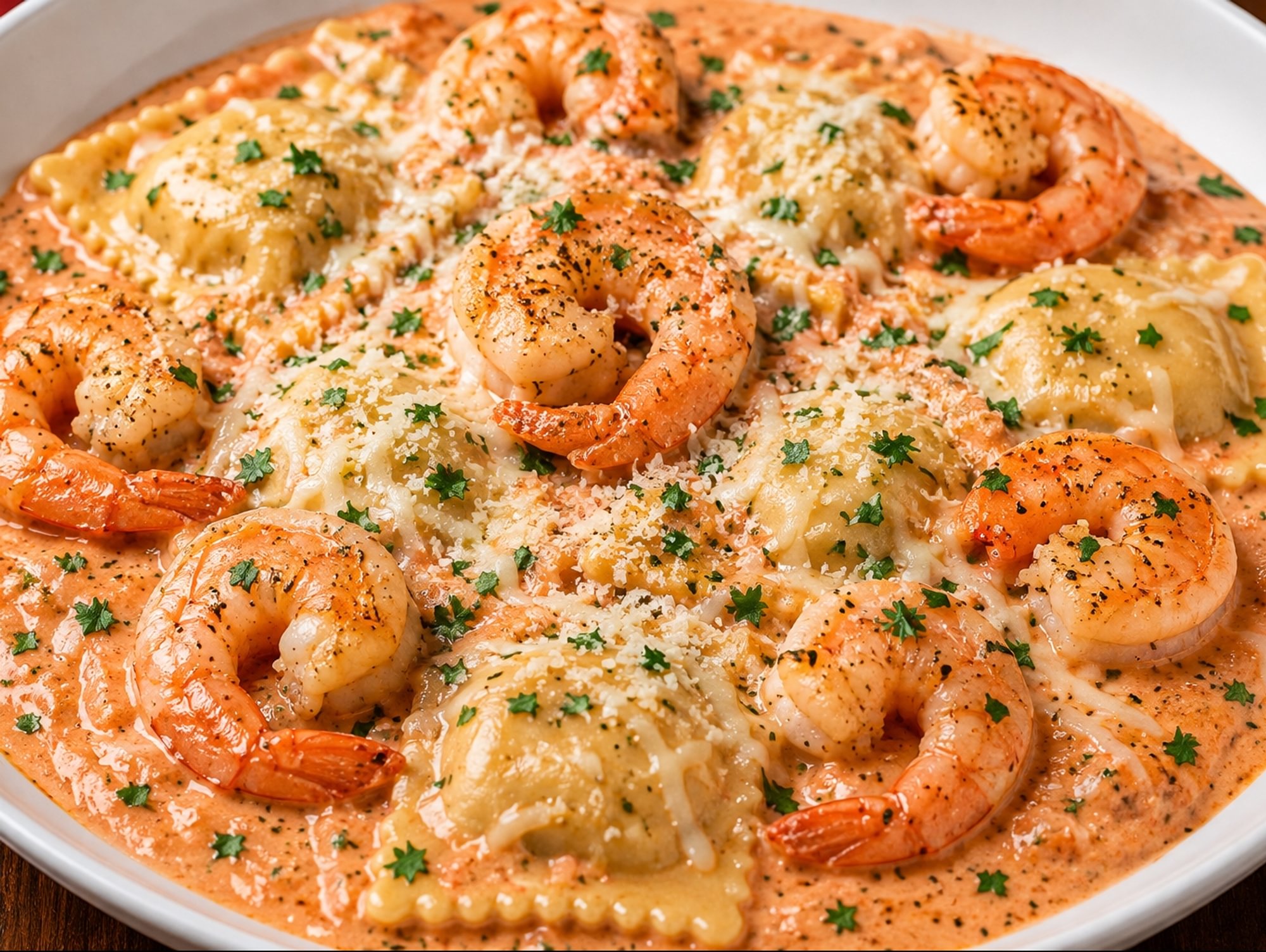 SHRIMP ALLA ROSA CHEESE RAVIOLI