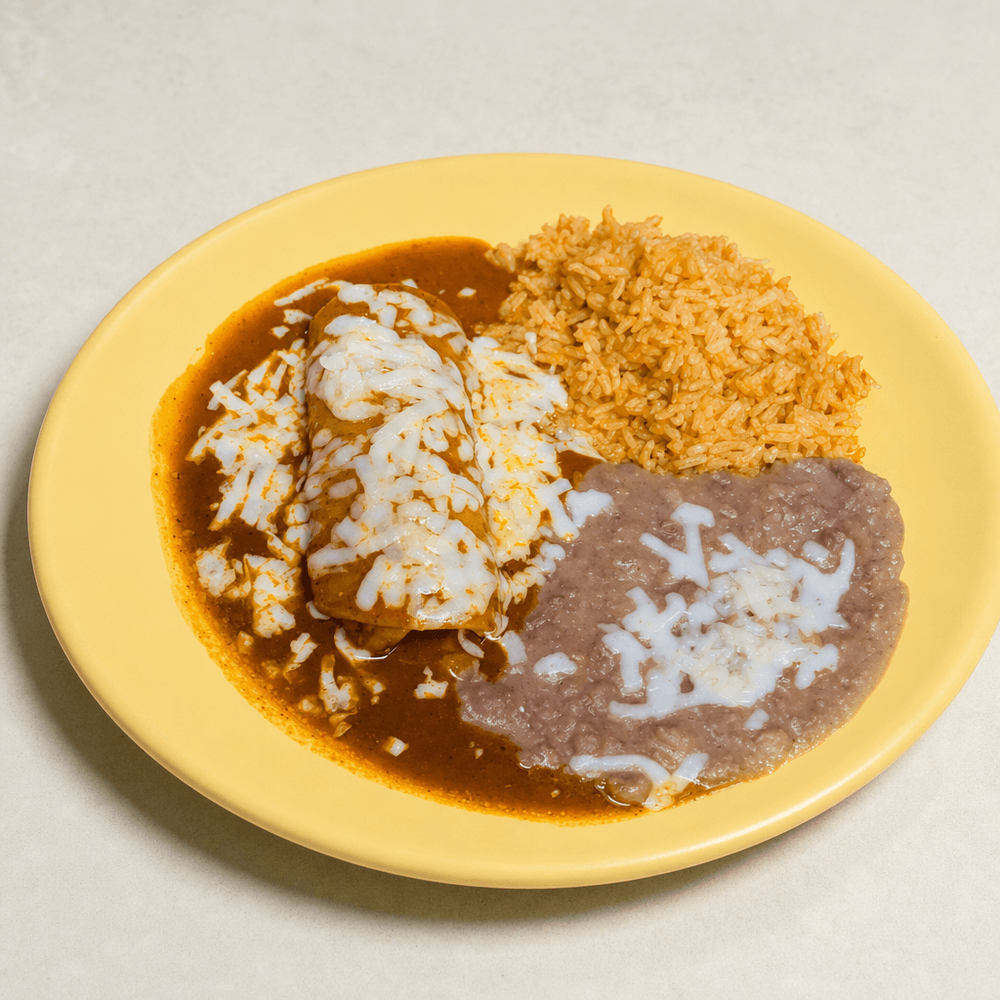 Kids Enchilada with Rice & Beans Plate