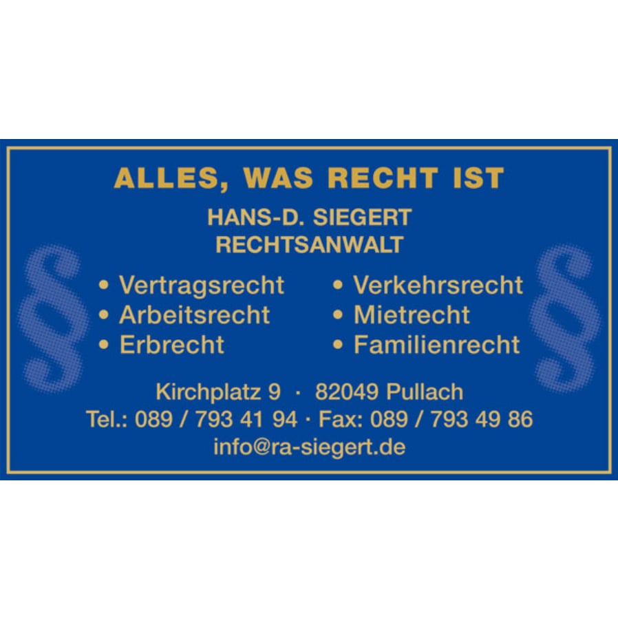 Logo von Dipl. sc. pol. Hans-Detlef Siegert - Rechtsanwalt