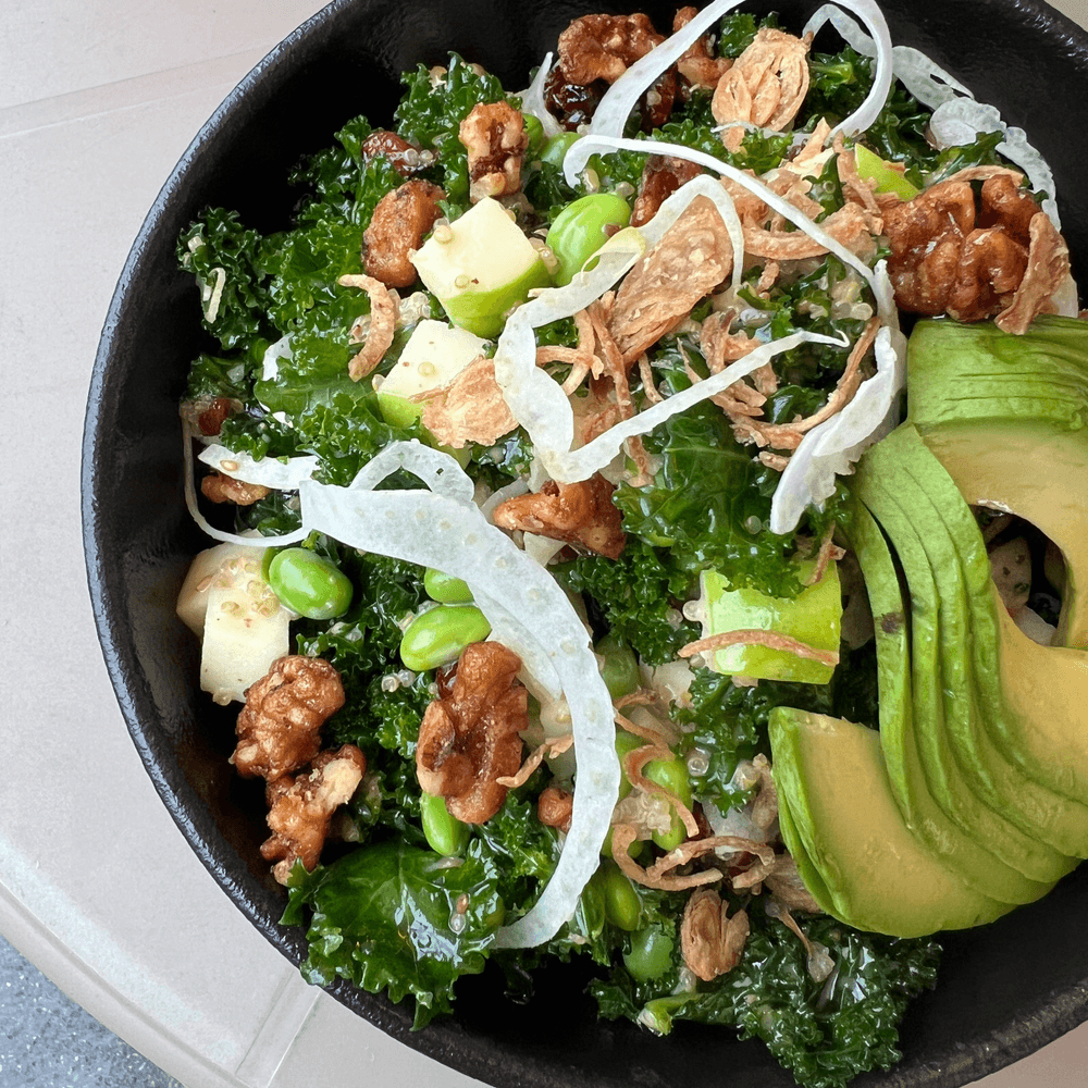 kale salad with roasted sesame dressing