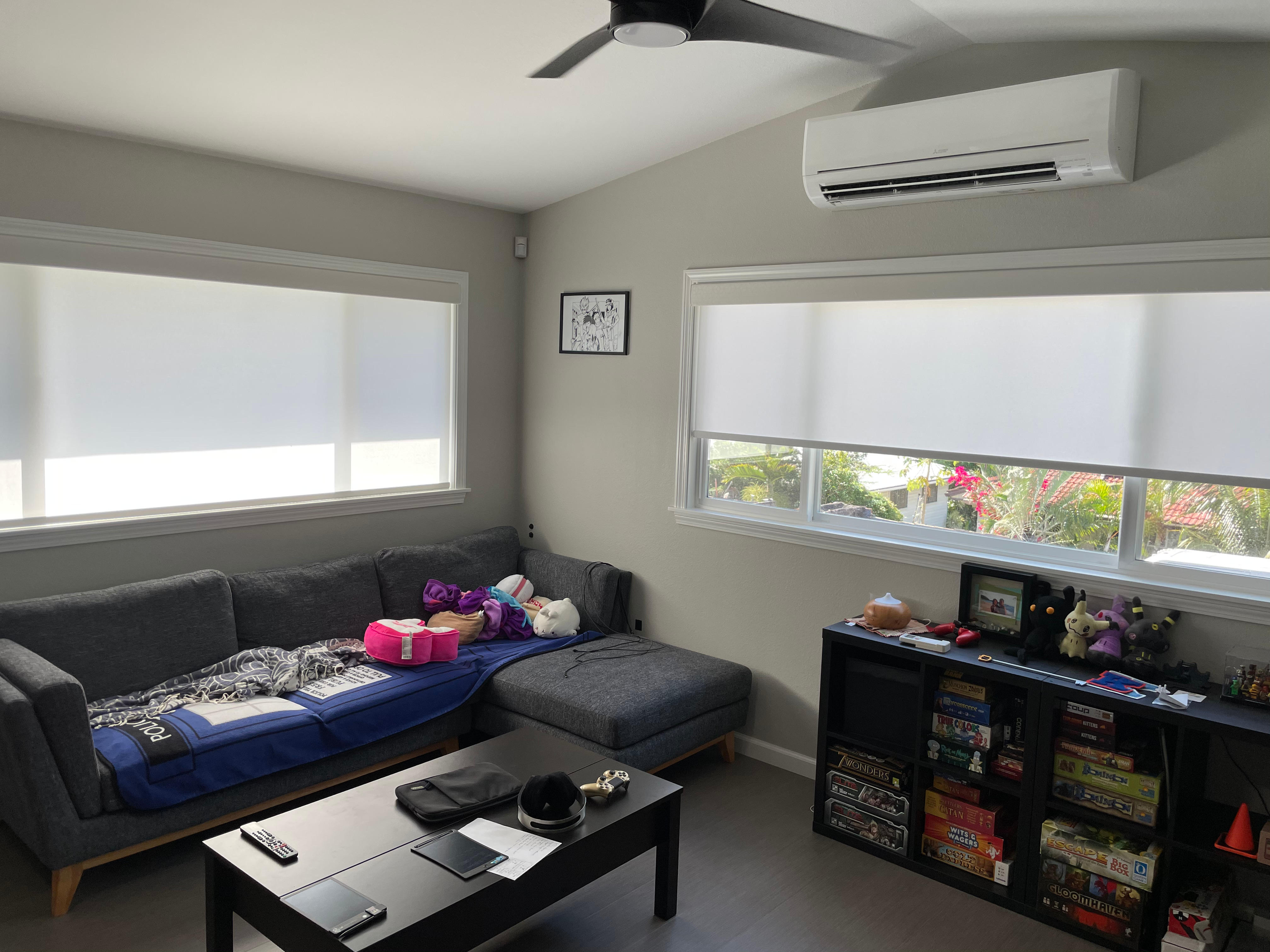 Beautiful light filtering roller shades in Kailua remodel