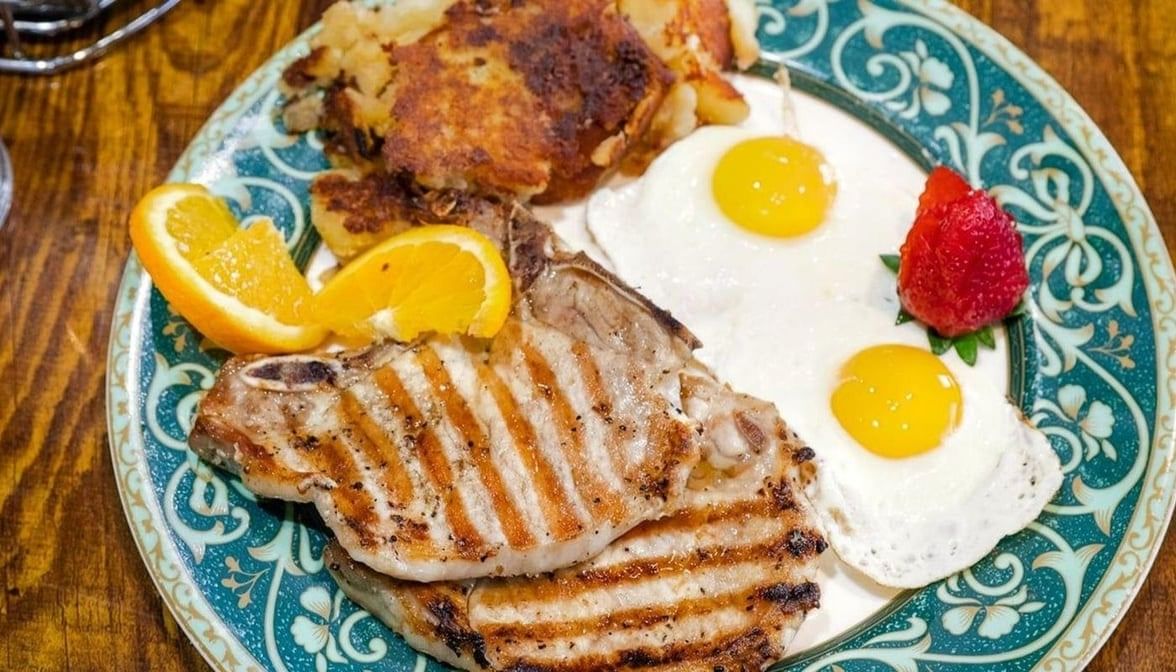 2 Eggs with Center Cut Pork Chops