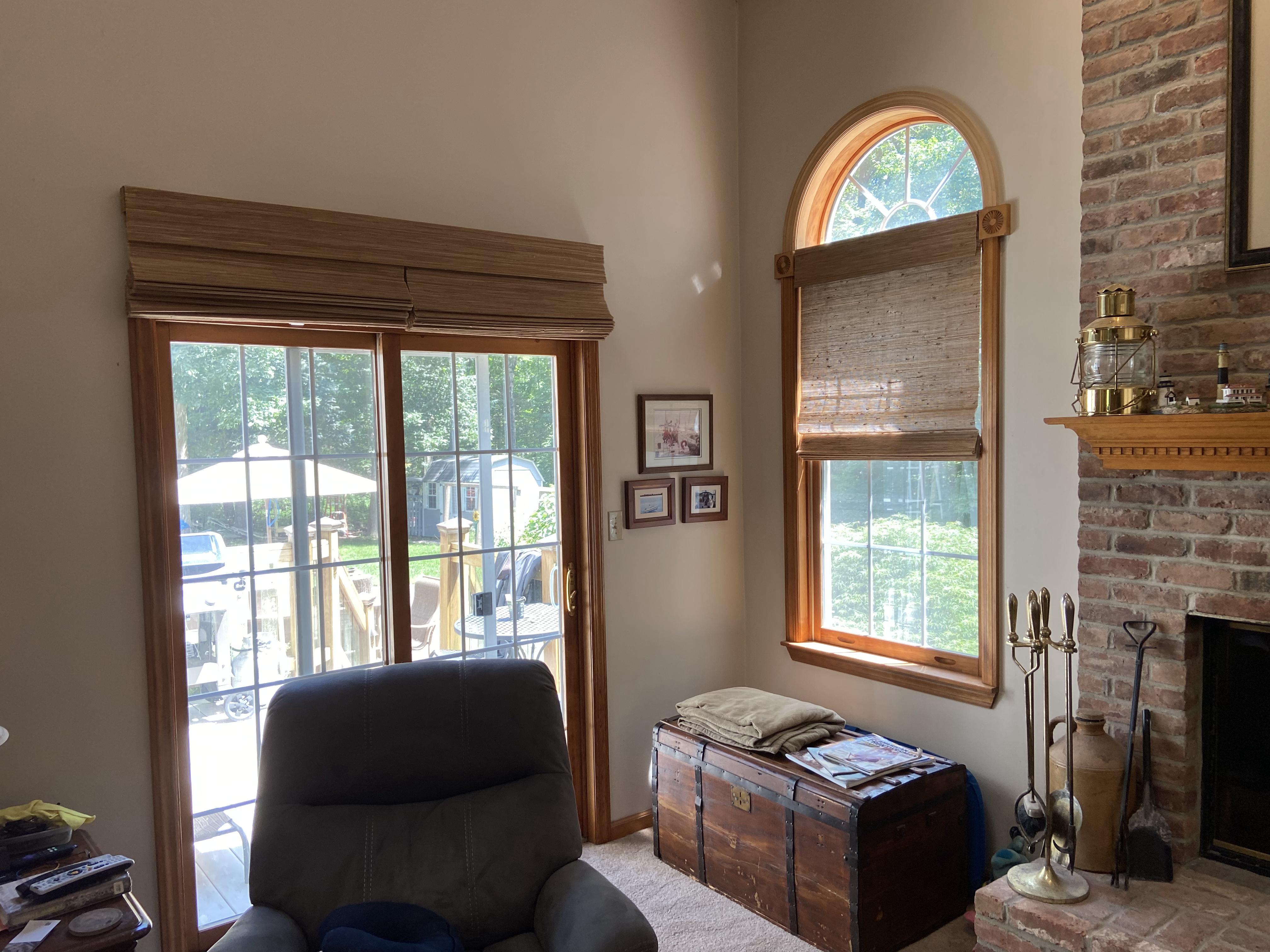 Create a striking focal point in your room, like the one in this home in Hampton, NJ, with our wonderful Woven Wood Shades.  BudgetBlindsPhillipsburg  HamptonNJ  WovenWoodShades  ShadesOfBeauty  FreeConsultation  WindowWednesday