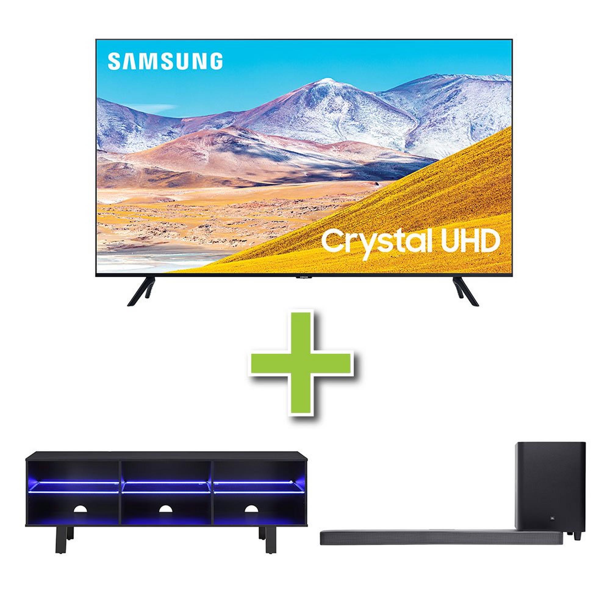 65" Samsung TV w/ Soundbar & TV Stand