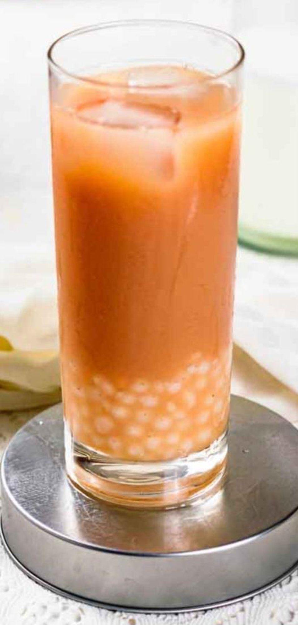 Lychee Milk Tea with Popping Boba