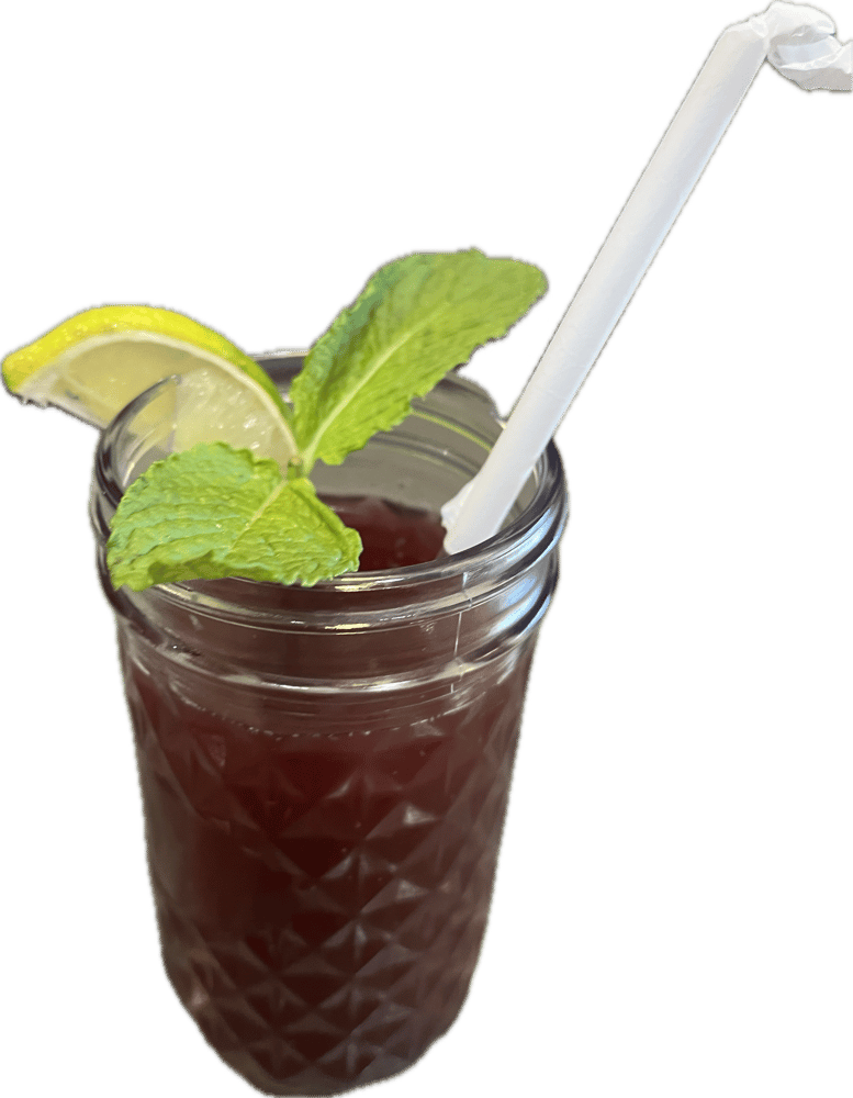 Pomegranate Agave Mojito, over Ice with Lime and Mint