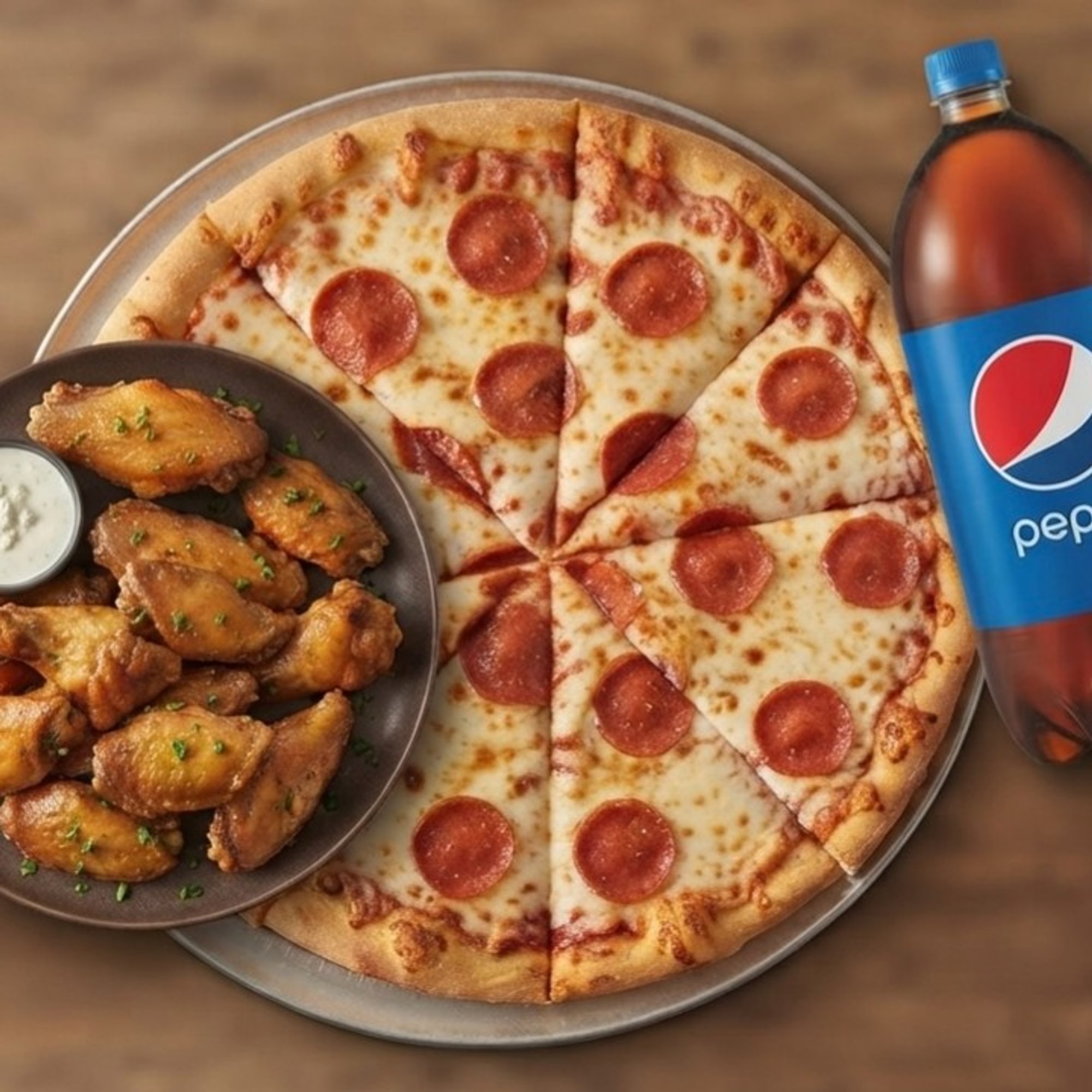 Large 18" 1-Topping Pizza, 10 Wings & 2-Liter