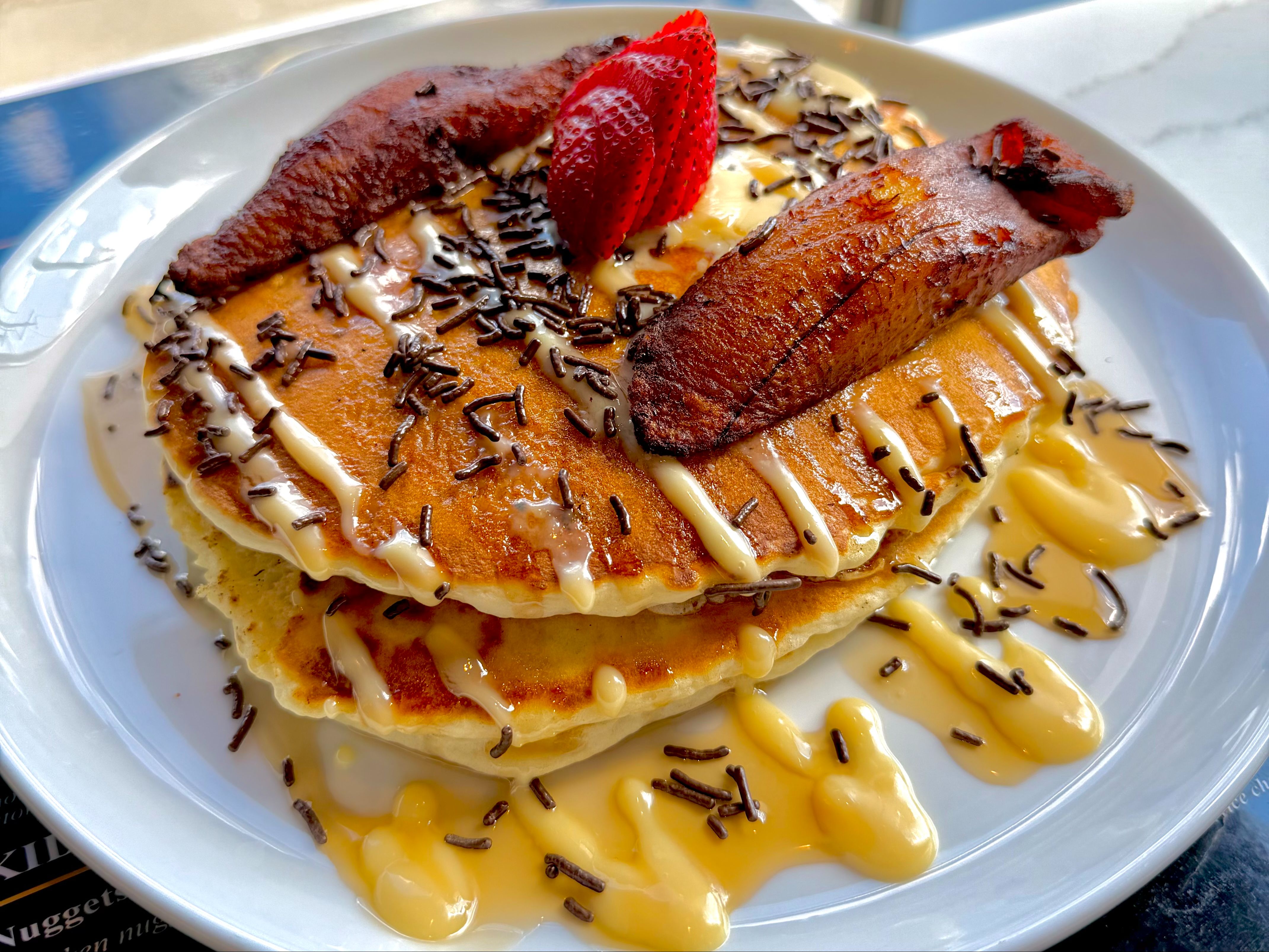 Tres Leches Sweet Banana Pancakes