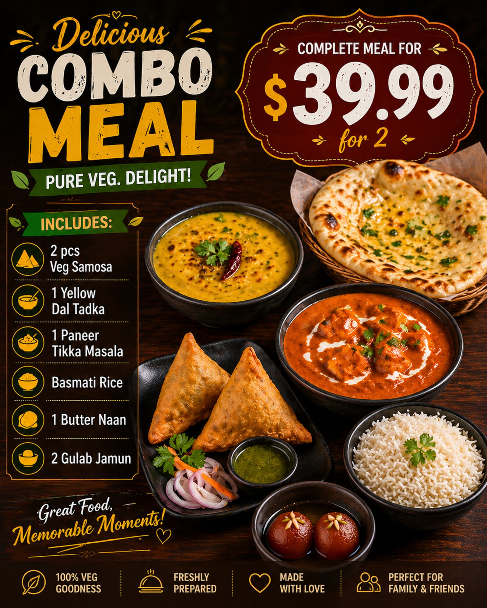 Family Meal for 2 guest (Vegetarian)