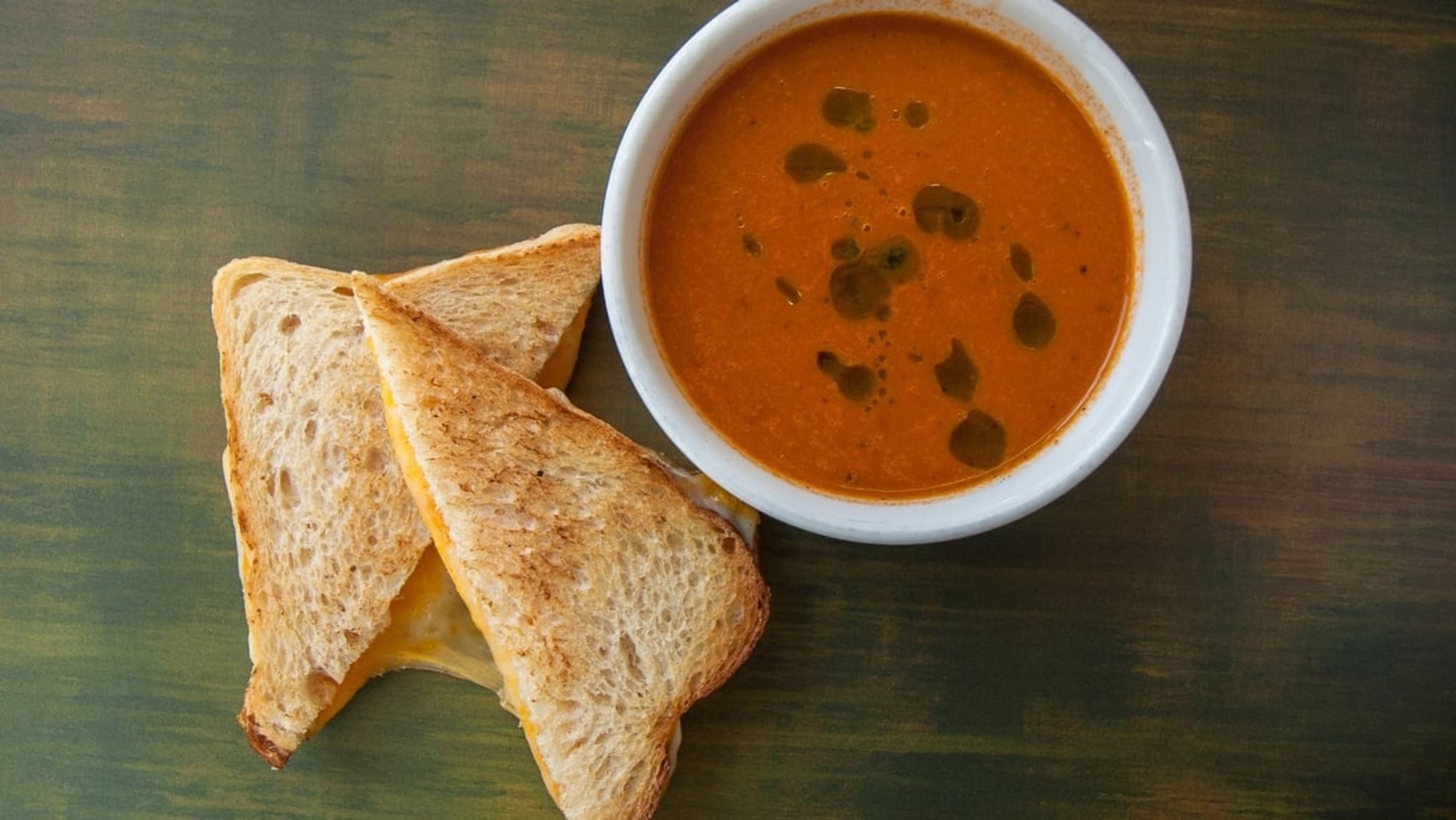 Grilled Triple Cheese and Soup
