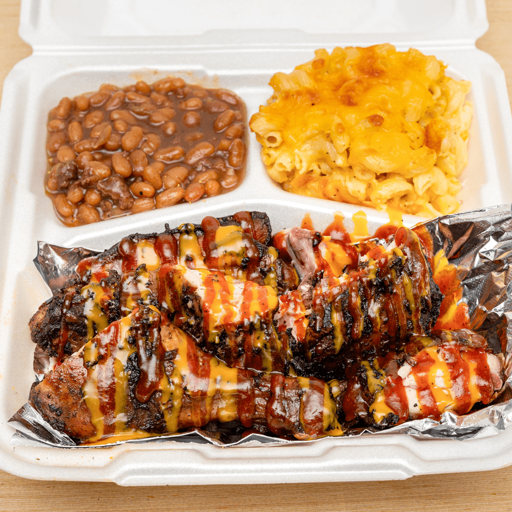 Jerk Chicken N Beans N Mac ' Cheese