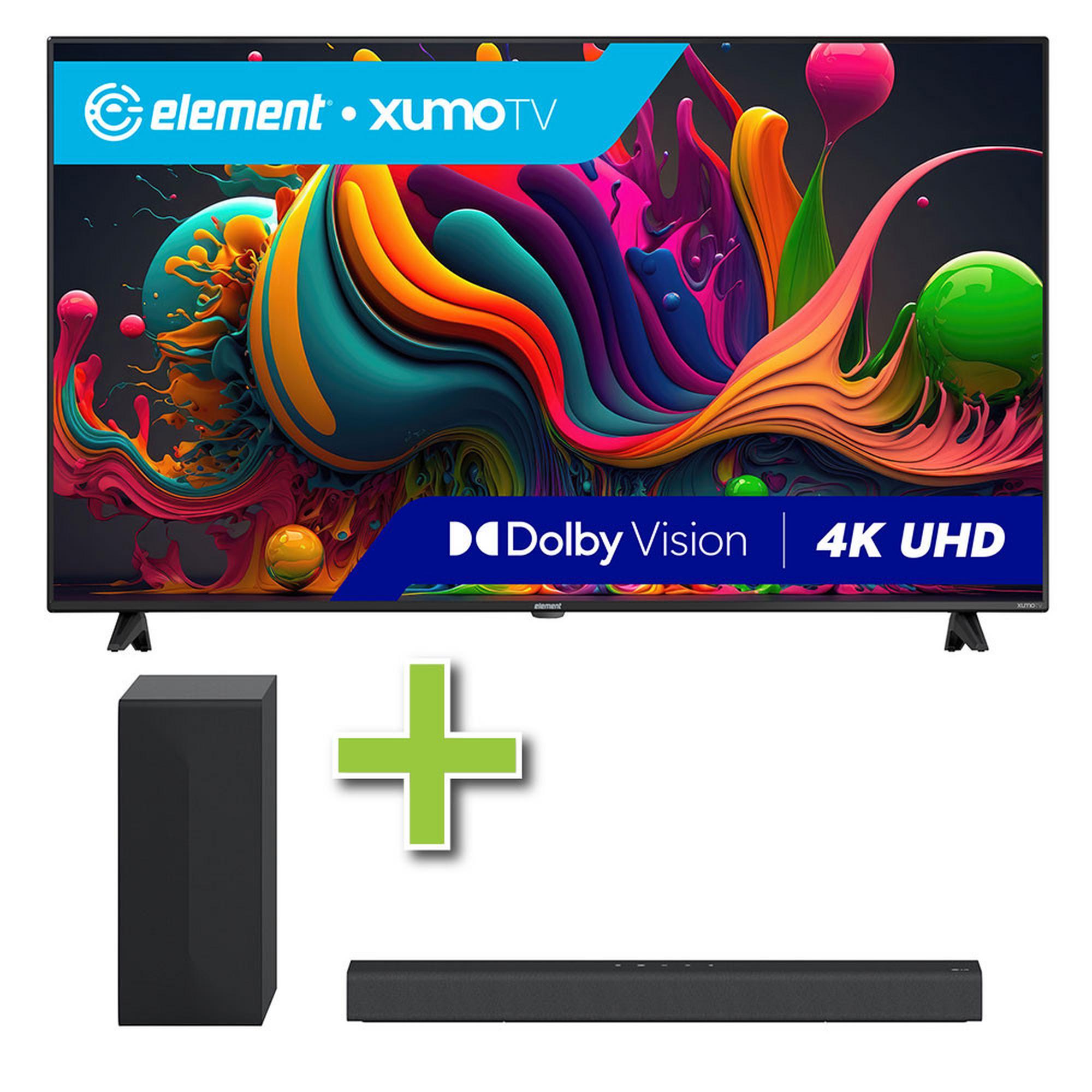 65" Element Xumo 4K UHD Smart TV w/ LG 2.1 Channel 300-Watt Sound Bar & Wireless Subwoofer