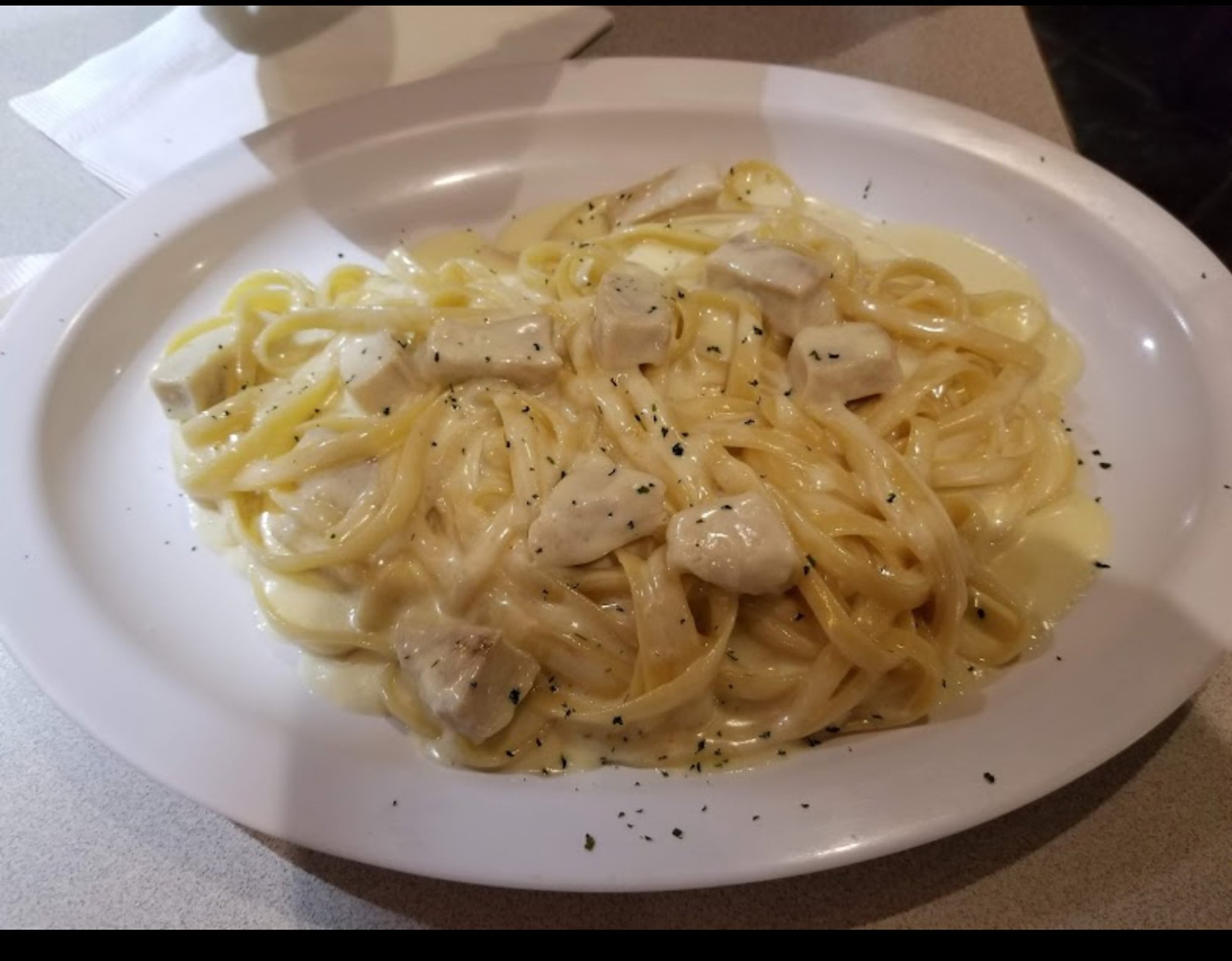 Fettuccini Alfredo w/ grilled chicken