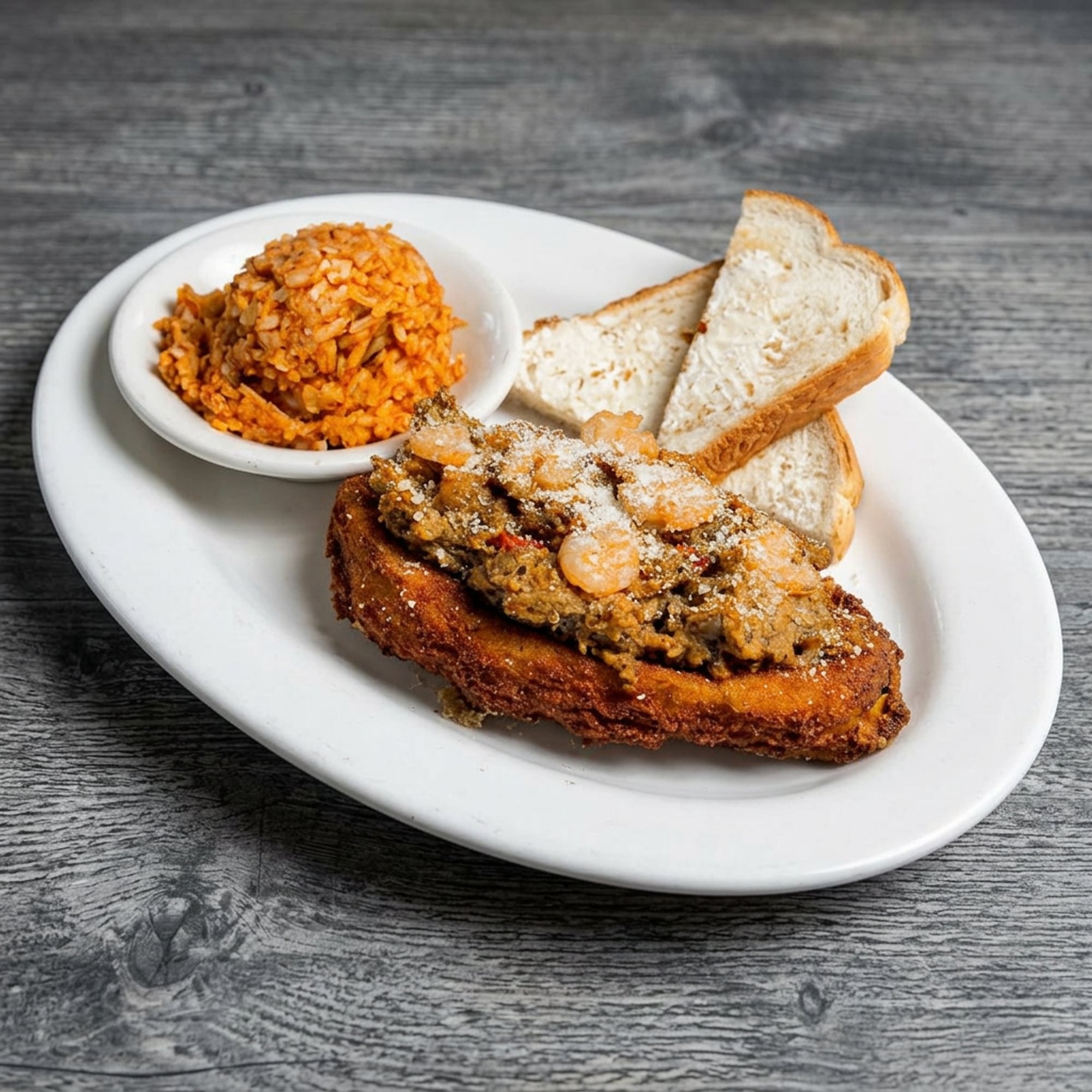 Stuffed Eggplant (Fried Eggplant Stuffed with an Eggplant & Shrimp Stuffing)