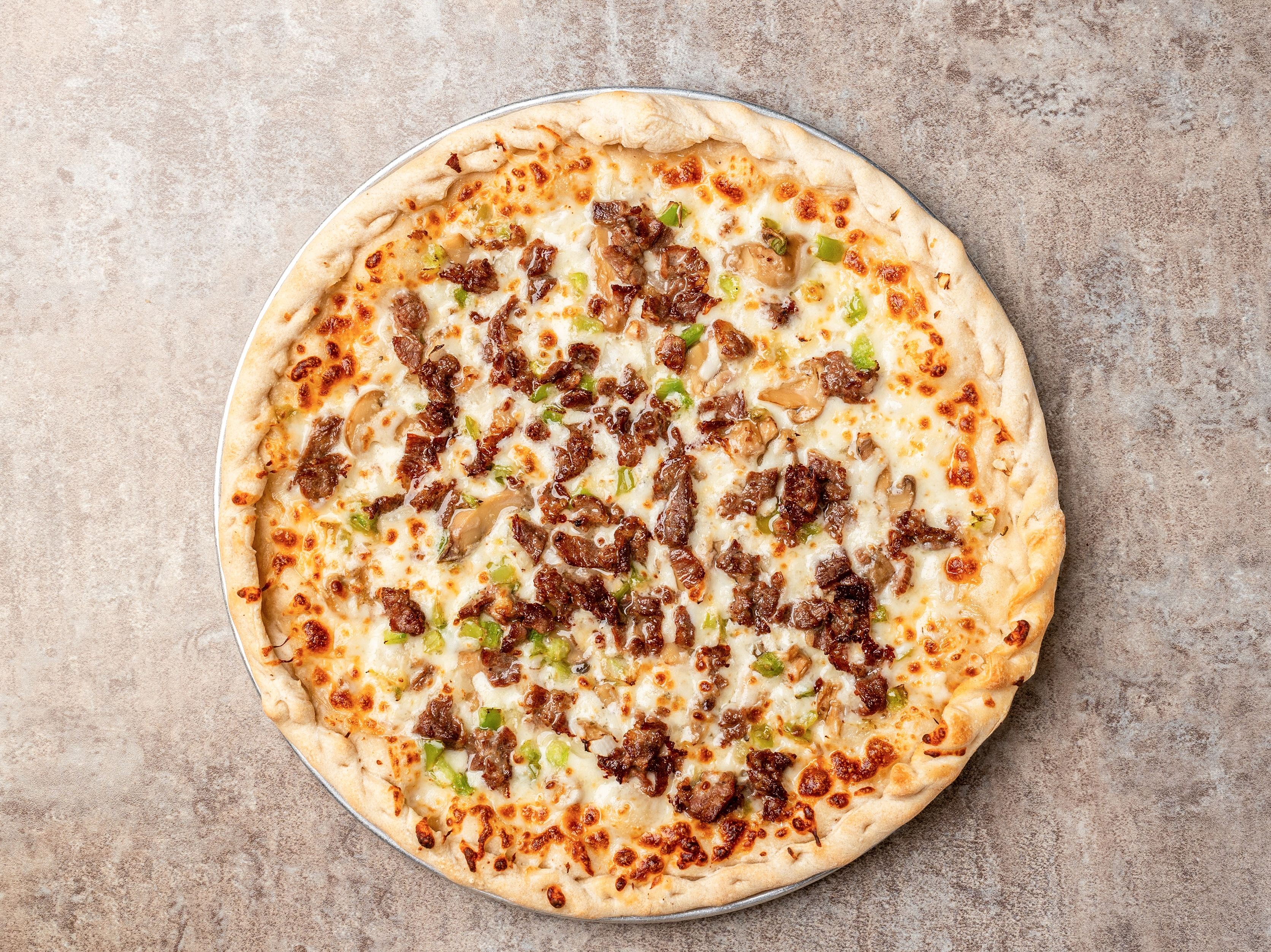 Mini Philly Cheese Steak Pizza