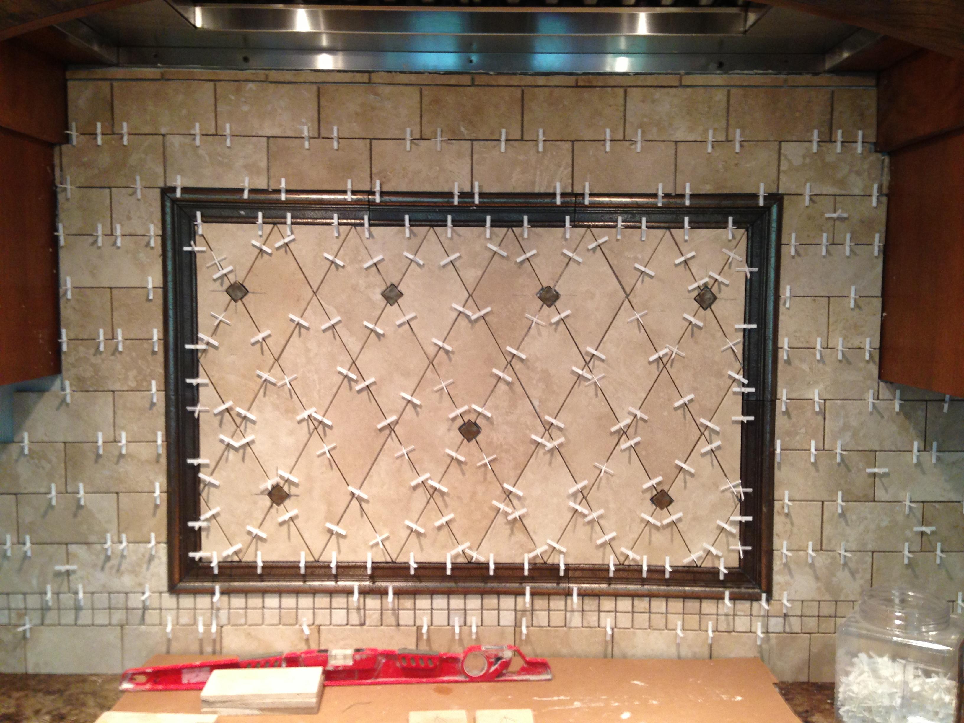 Kitchen Backsplash installation before grout 