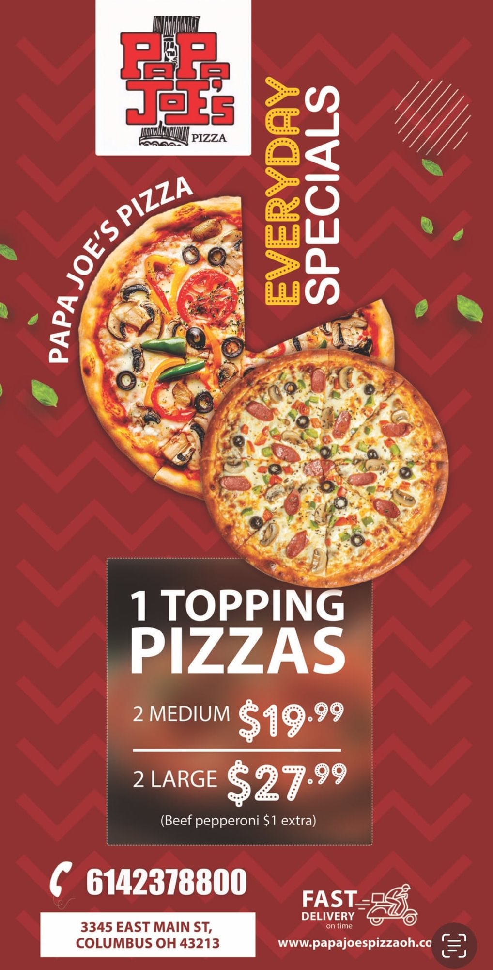 Two One Topping Pizza Special