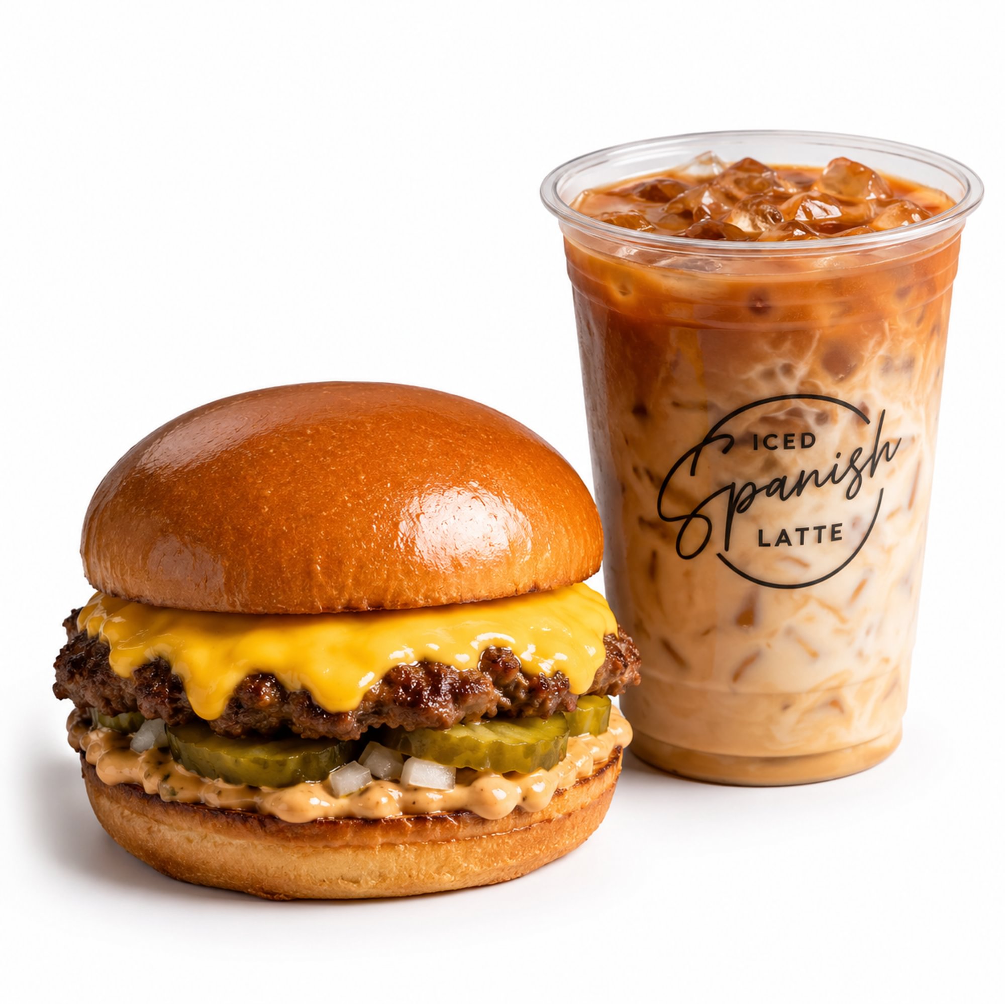Classic Smash Burger + Iced Spanish Latte