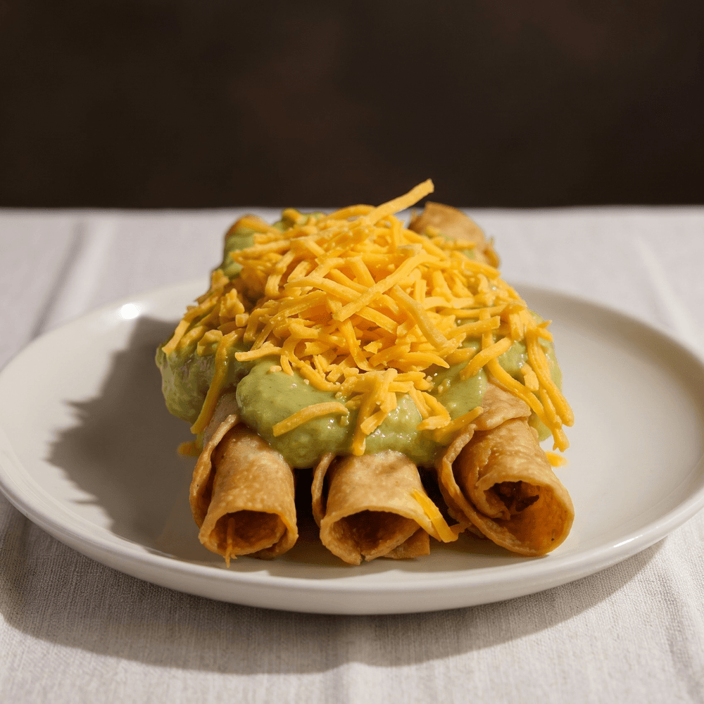 3 Rolled Tacos with Guacamole & Cheese