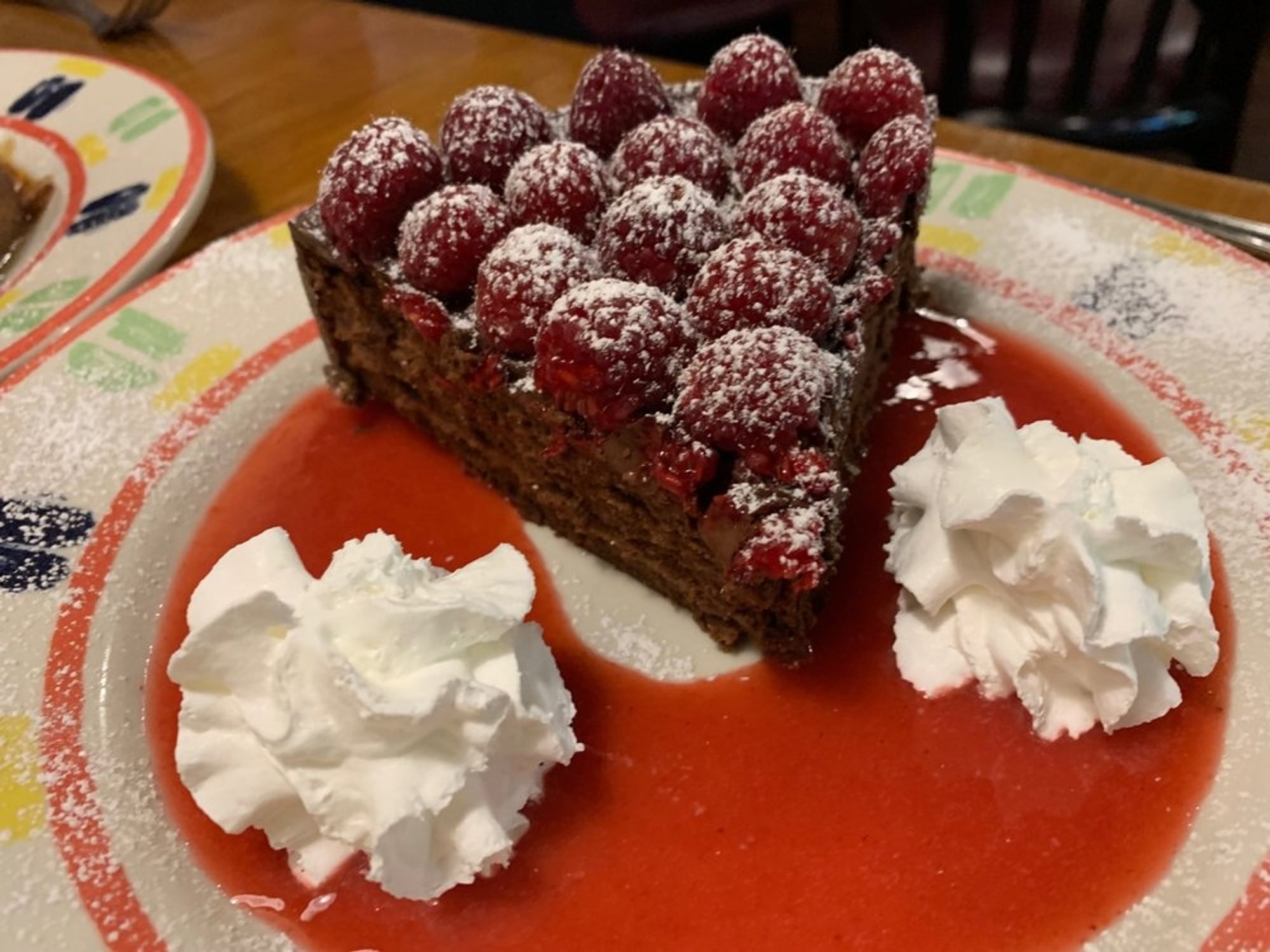 Triple Chocolate Cake & Raspberries