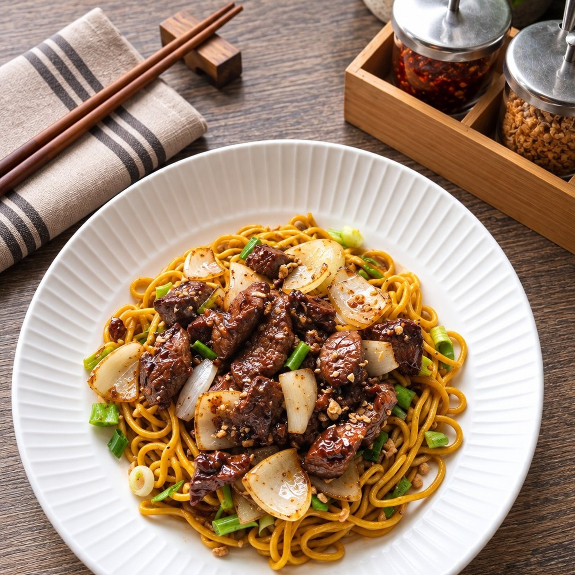 Garlic Noodles Steak Cubes