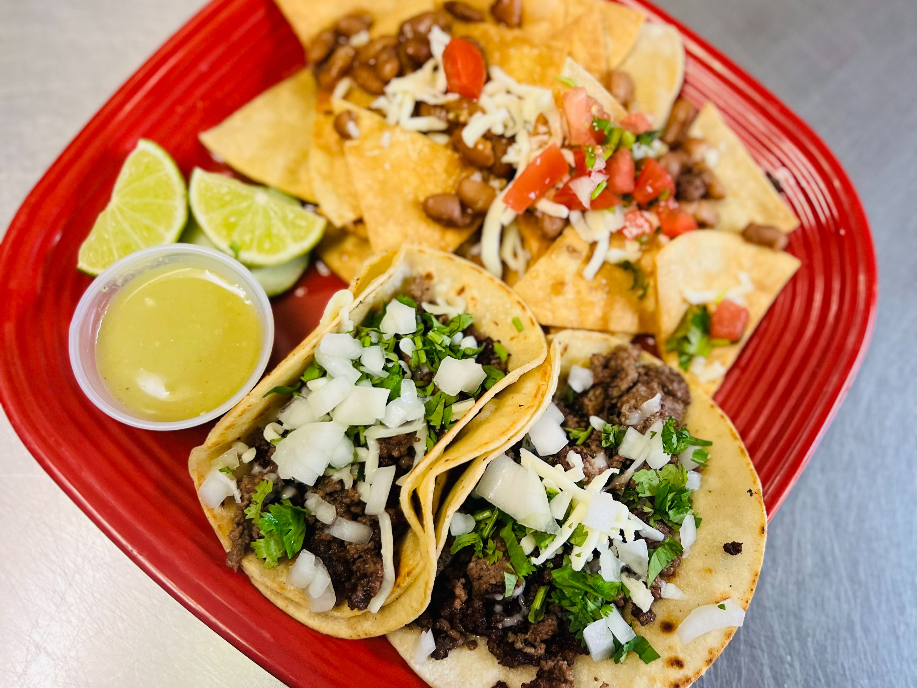 #1 Two Tacos and Chips
