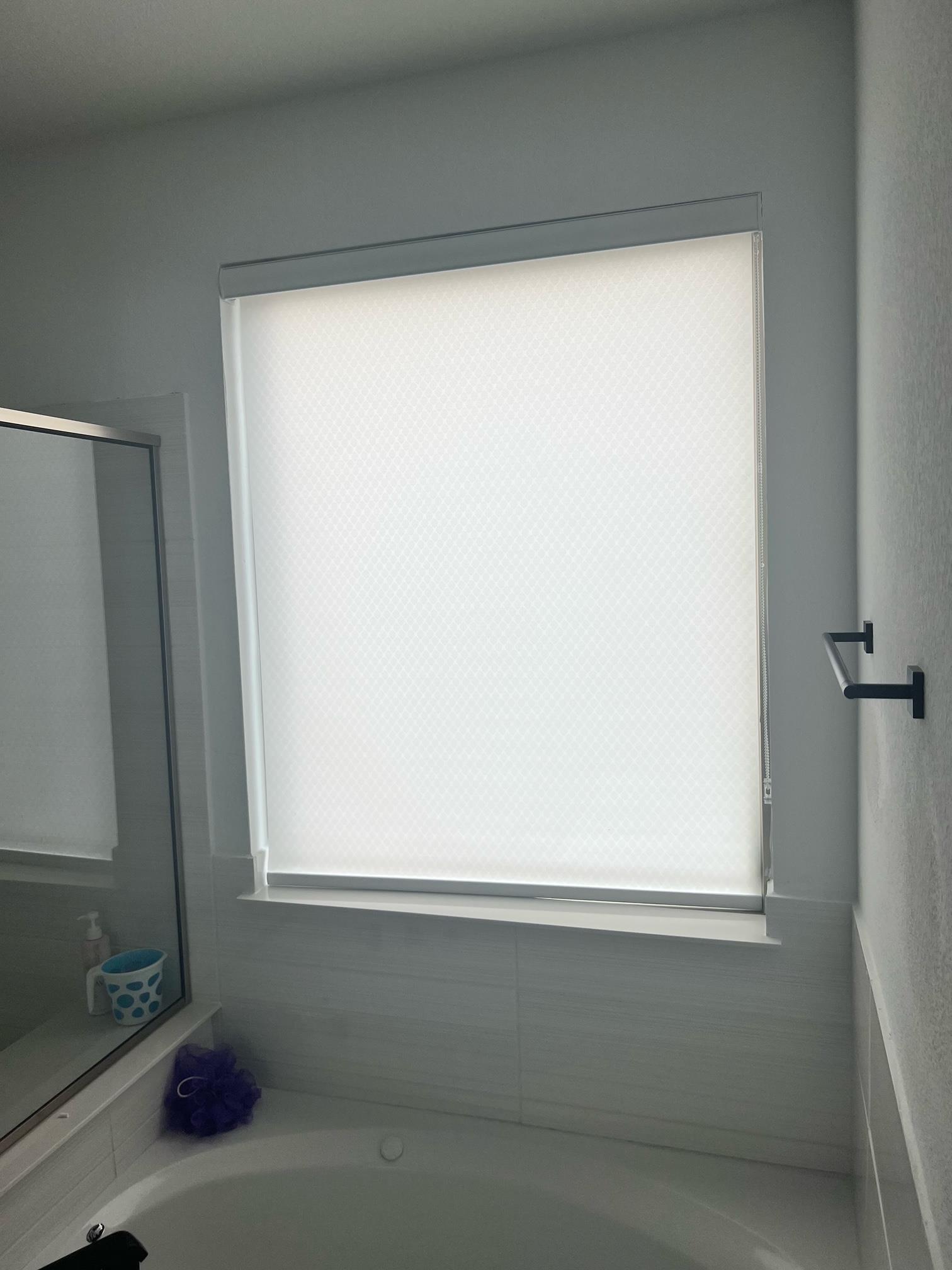 Light filtering roller shade for bath room in Leander