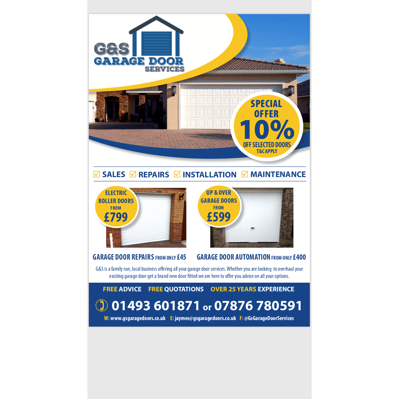 Electric Roller Doors G S Garage Door Services