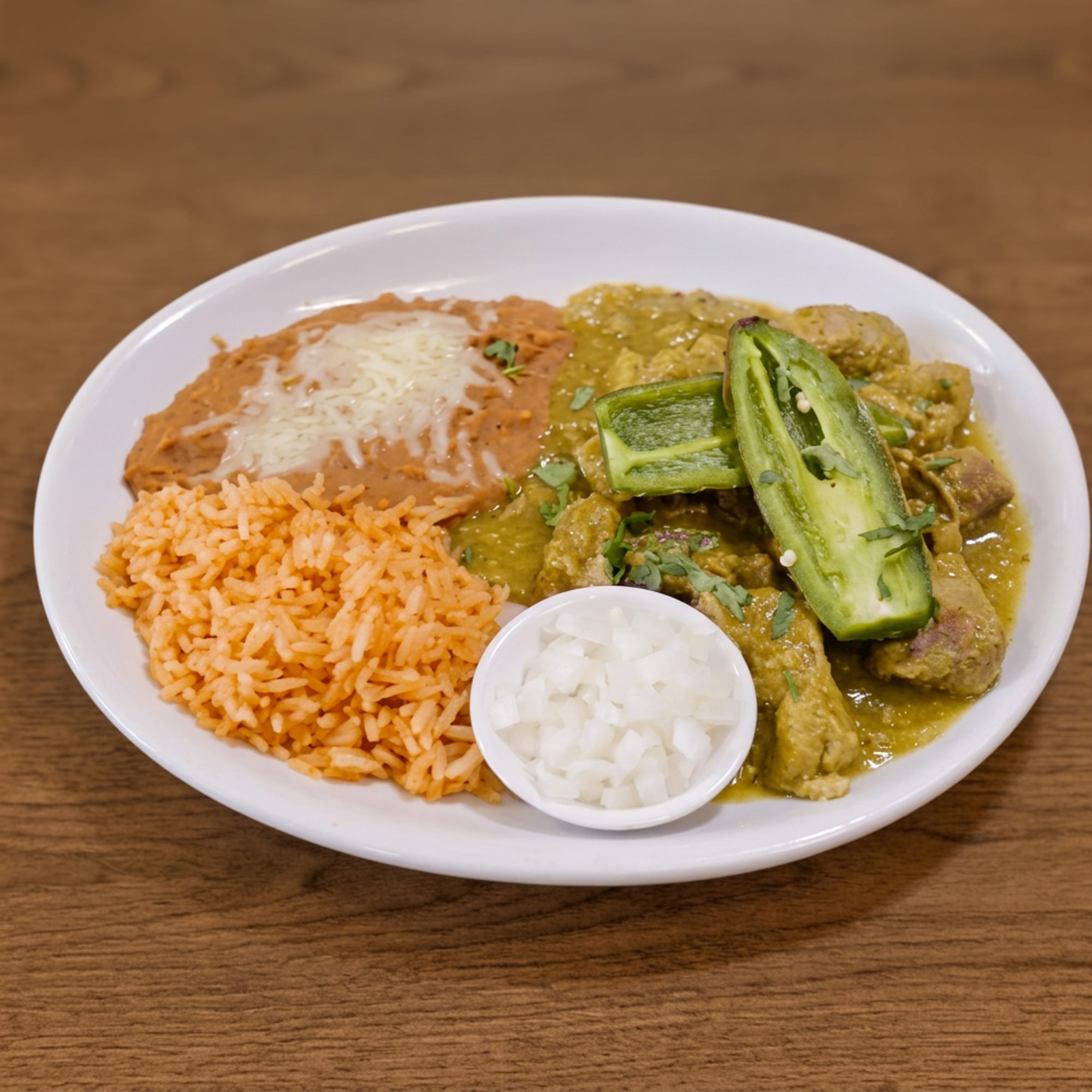 Pork in Chile Verde Plate