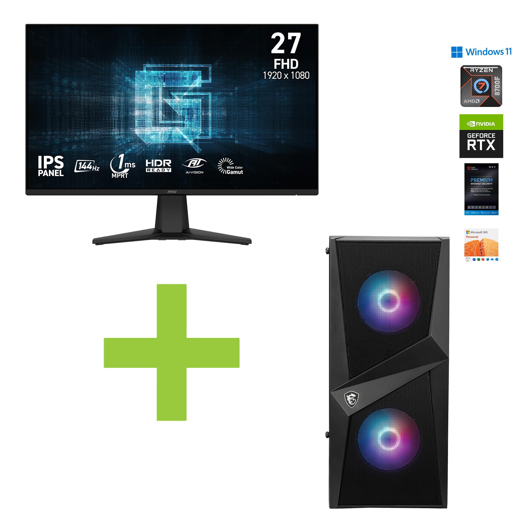 Ryzen 7, 16GB, 1TB SSD, RTX 5050 Gaming Desktop w/ 27" Monitor, Total Defense Internet Security v. 1