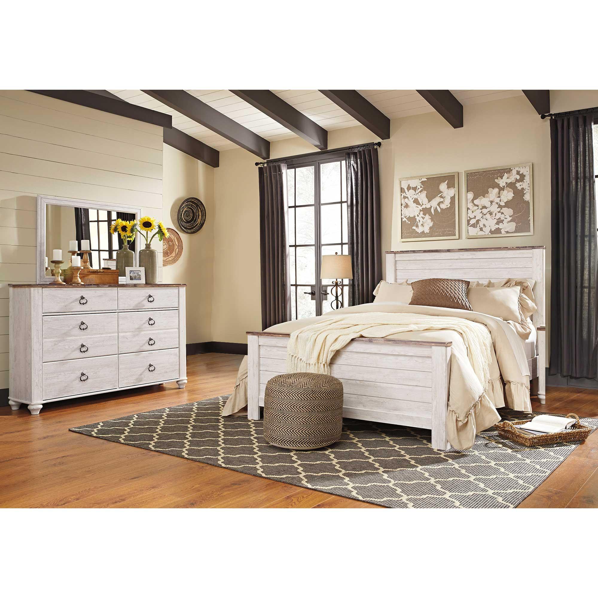 Queen Willowton Bed w/Dresser, Mirror