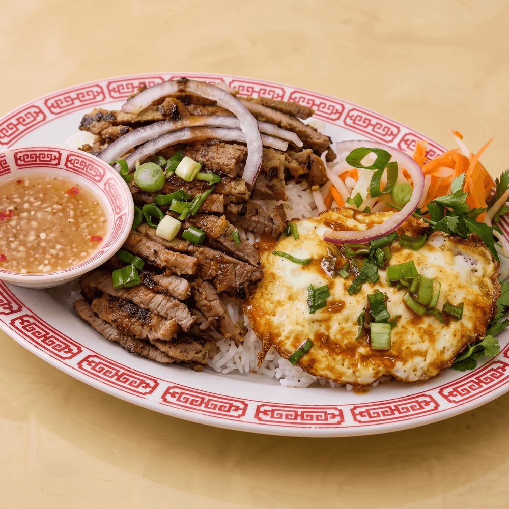 Grilled Sliced Lemongrass Beef Rice Plate
