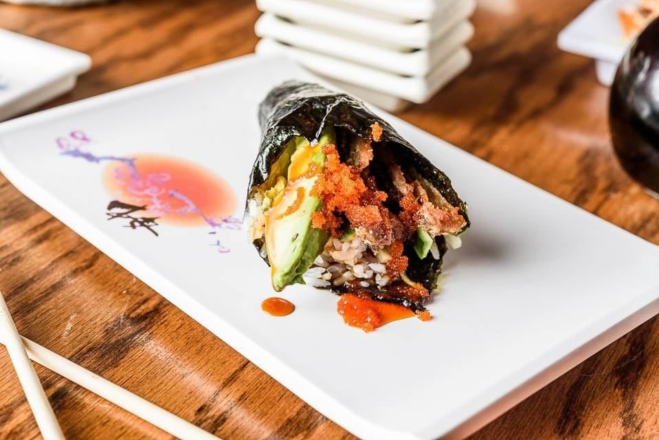 Salmon Skin Handroll •