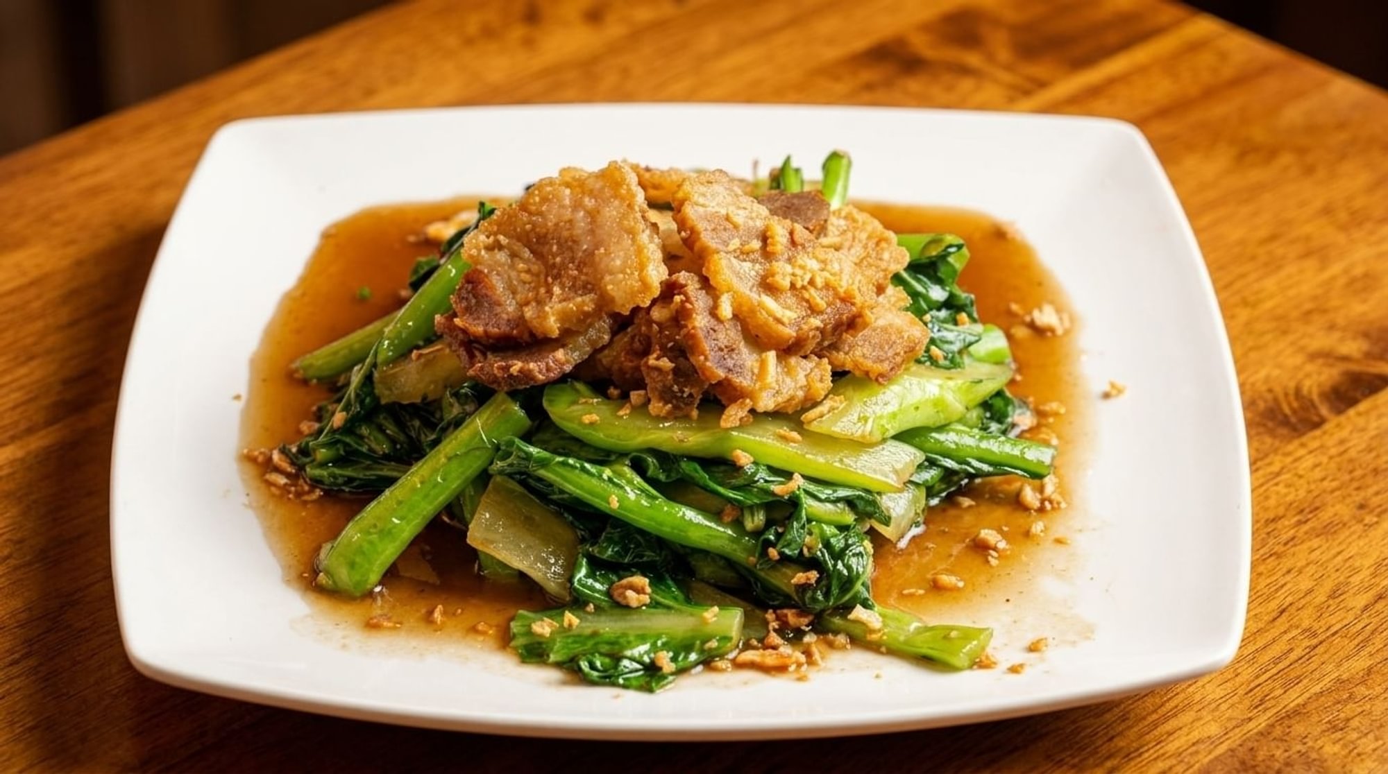 Chinese Broccoli with Crispy Pork