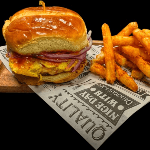 ALOO (Potatoes) Burger w/fries