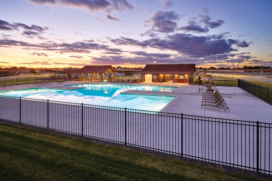 Exceptional community amenities include a pool and pavilion