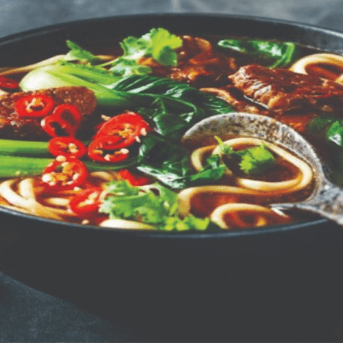 Spicy Beef Udon or Ramen Noodle Soup