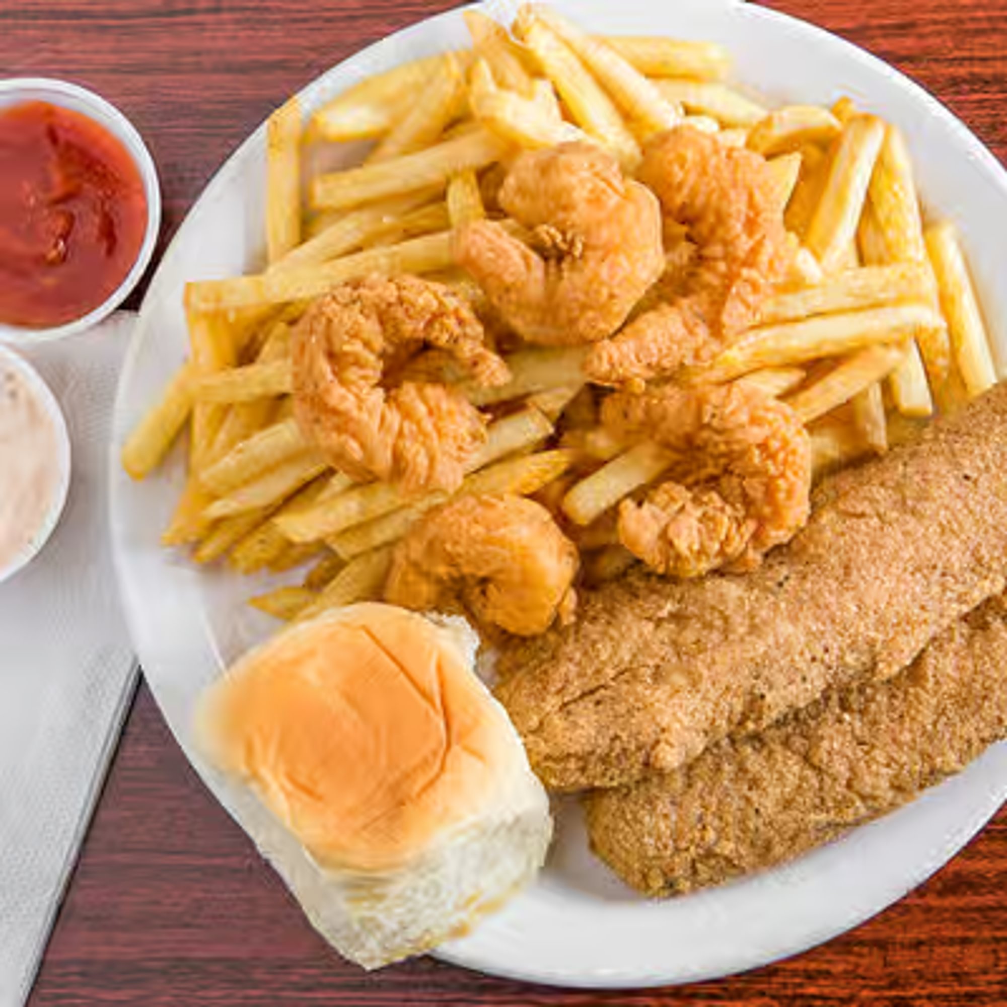 2 Fish & 5 Shrimp 1 Side 1 Roll