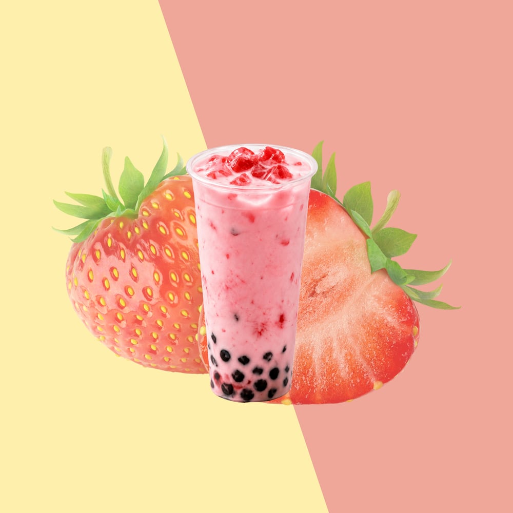 Strawberry Boba Tea (24oz)
