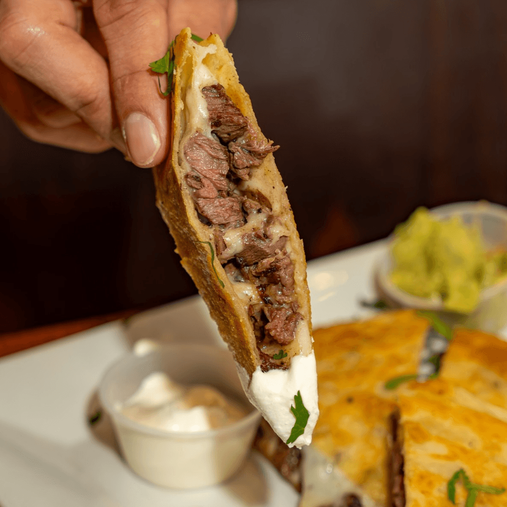 Quesadilla with Onion Rings