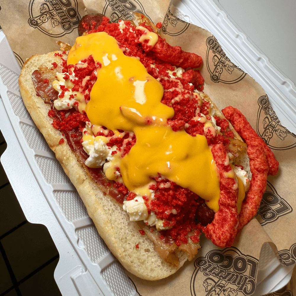 Hot Cheetos Elote Dog